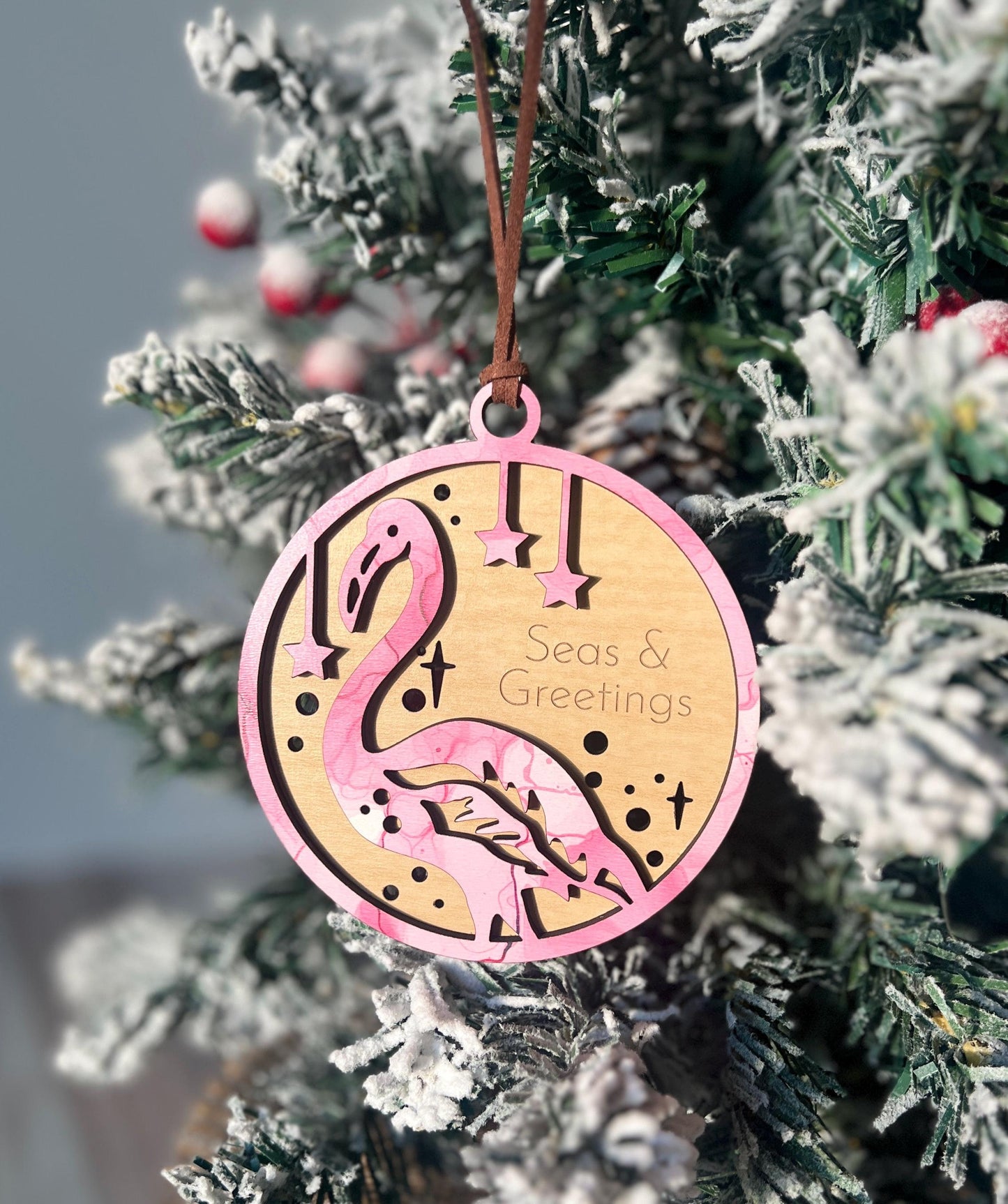 Personalized Flamingo Christmas Ornament, Custom Present, Christmas Gift, Flamingo Lover Present