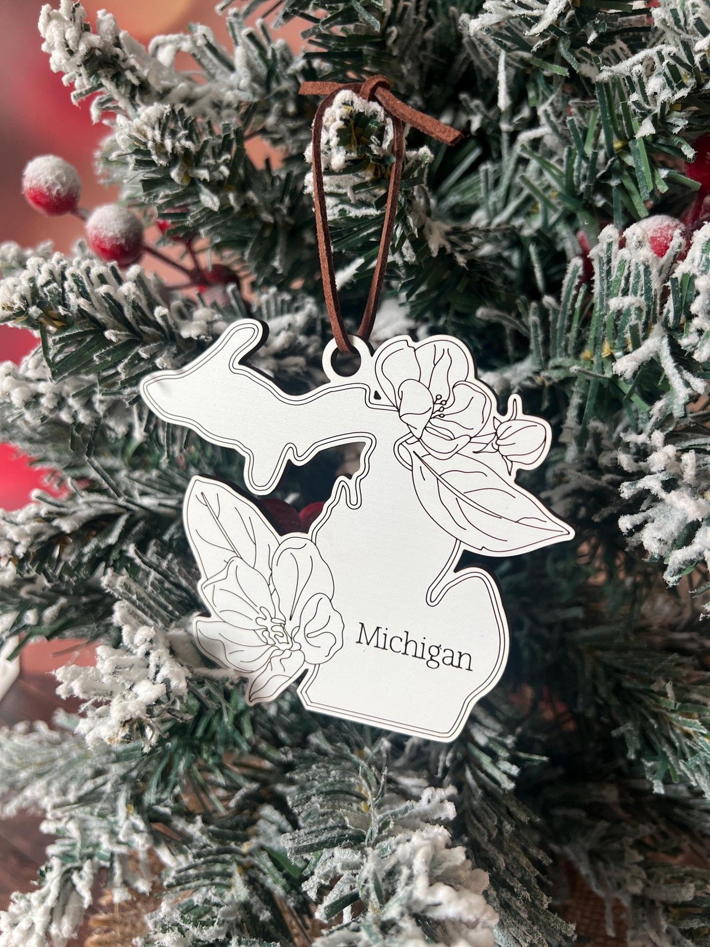 USA State Flower Christmas Ornament, New Home, New State, Housewarming Gift, Home State