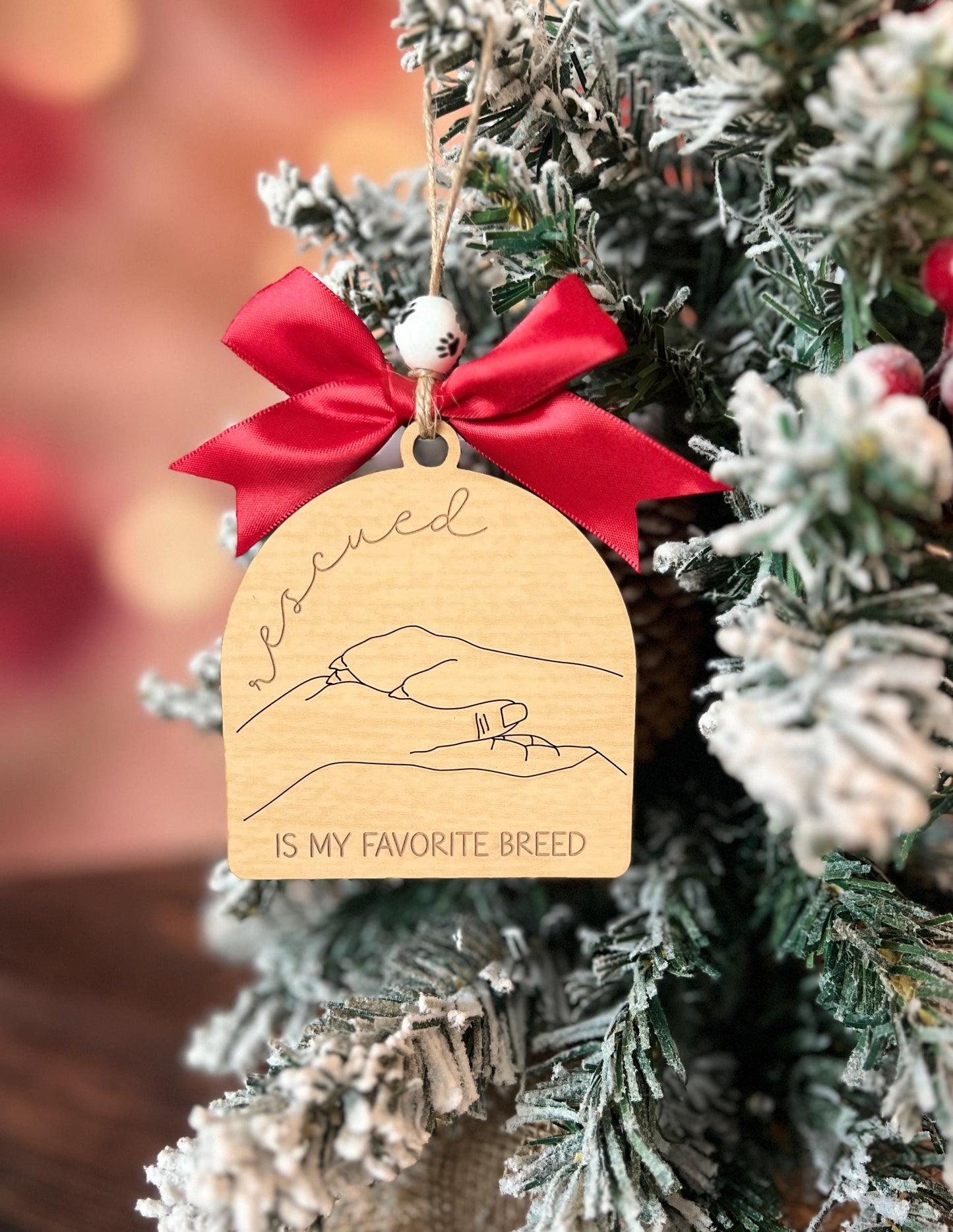 Rescued Christmas Ornament, Dog Rescue Present, Rescue Adoption Dog Gift