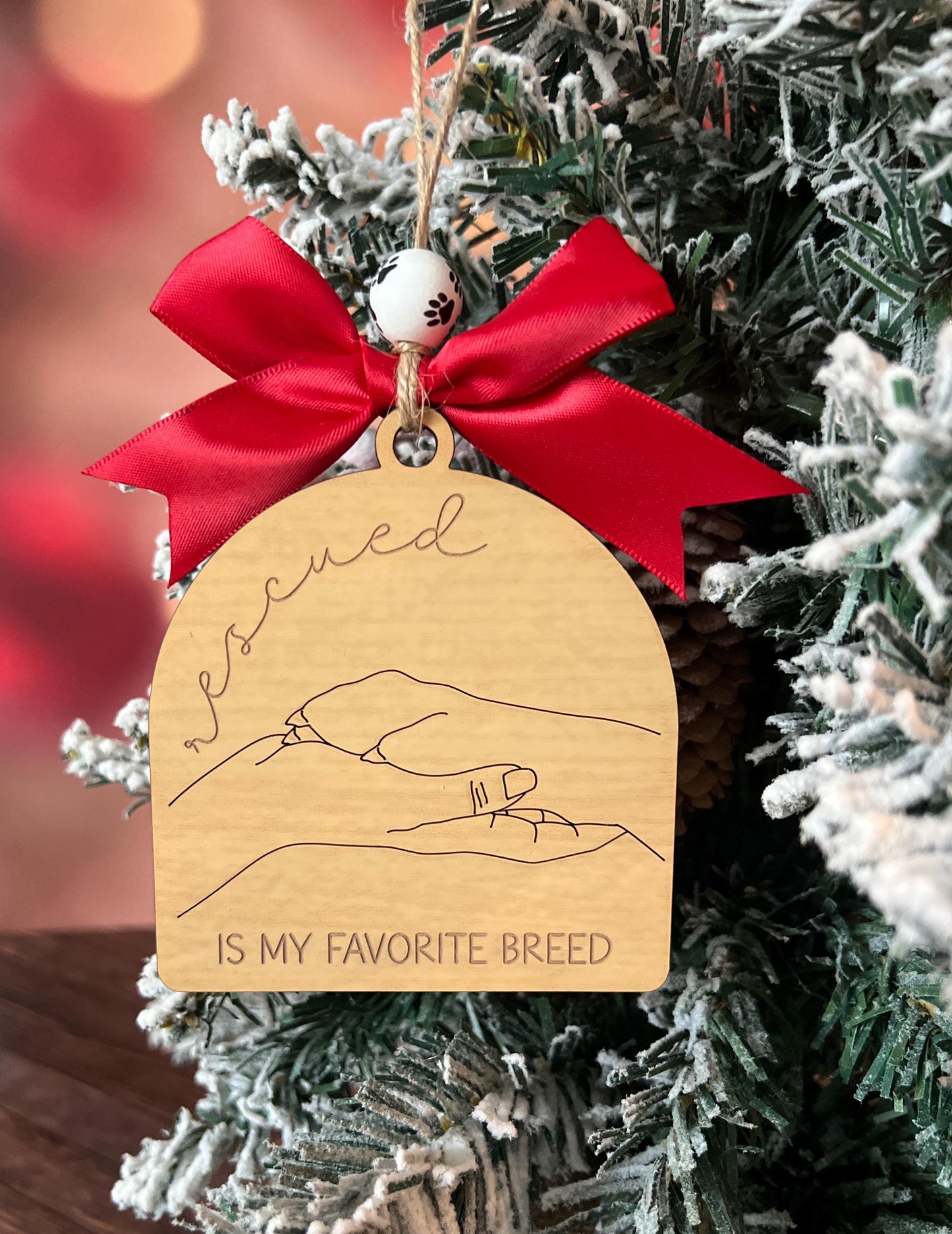 Rescued Christmas Ornament, Dog Rescue Present, Rescue Adoption Dog Gift