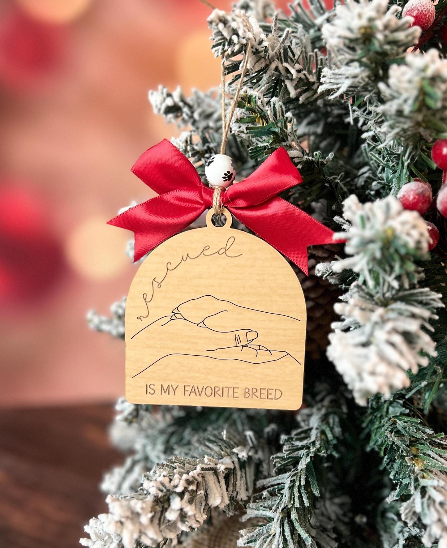 Rescued Christmas Ornament, Dog Rescue Present, Rescue Adoption Dog Gift