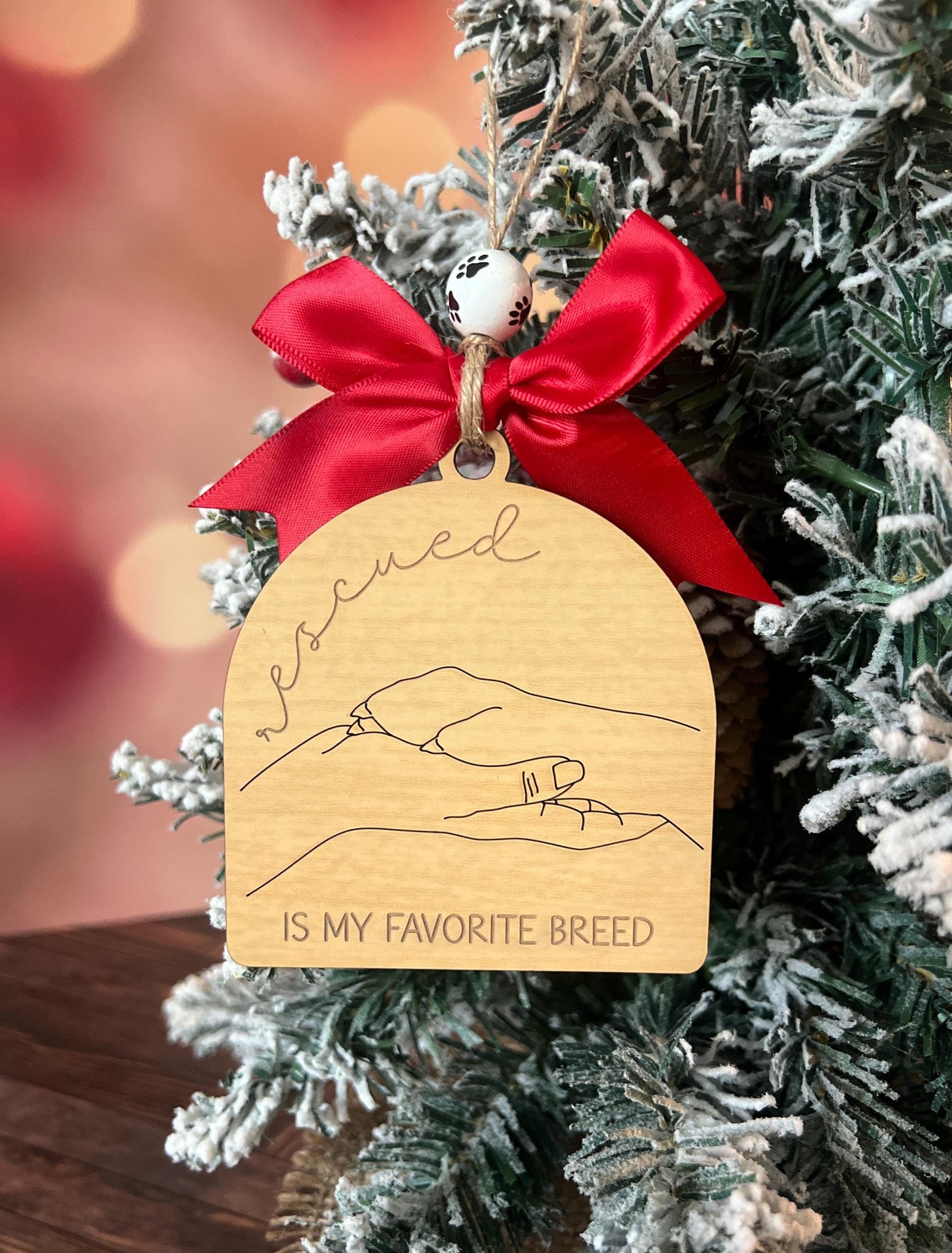 Rescued Christmas Ornament, Dog Rescue Present, Rescue Adoption Dog Gift