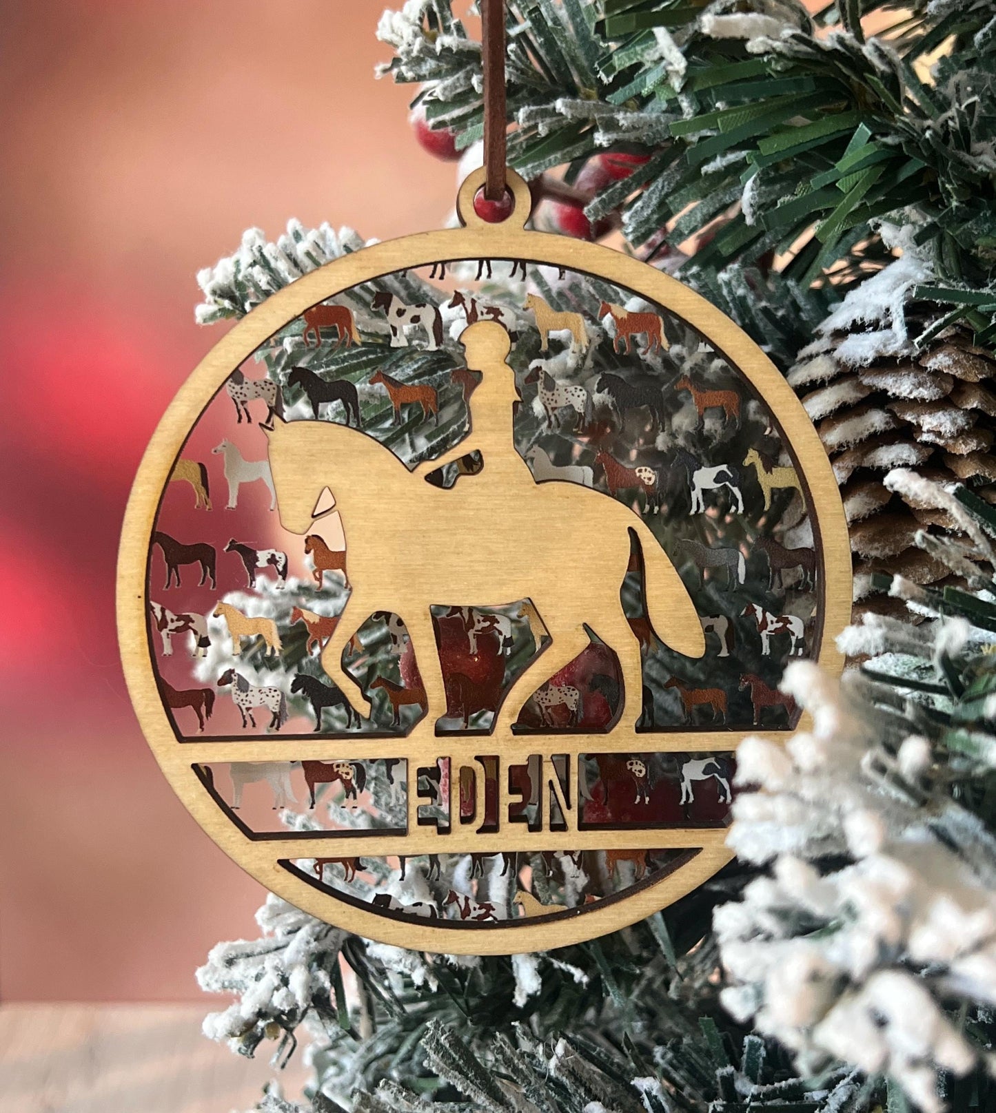 Personalized Horse Ornament, Custom Equestrian gift, Horseback Riding Girl Boy, Christmas, Horseback rider present, Gift for horse lover