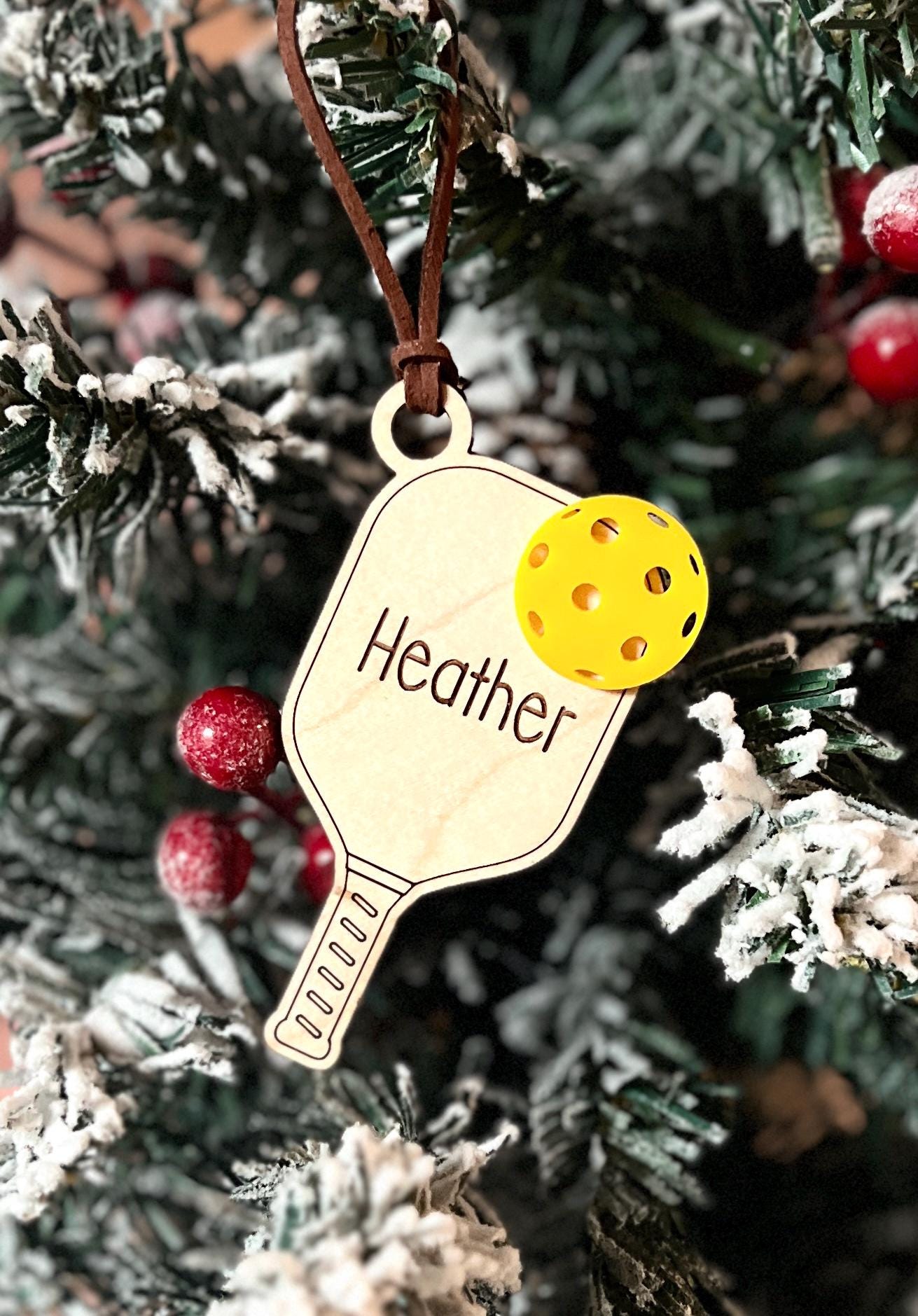 Personalized Pickleball Lover Ornament, Pickleball Buddy Gift, Pickleball Team Player, Sports Christmas Present, Paddle Stocking Stuffer