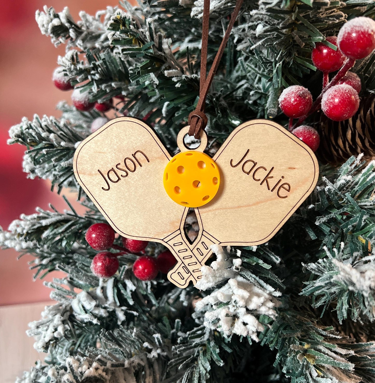 Personalized Pickleball Lover Ornament, Pickleball Buddy Gift, Pickleball Team Player, Sports Christmas Present, Paddle Stocking Stuffer