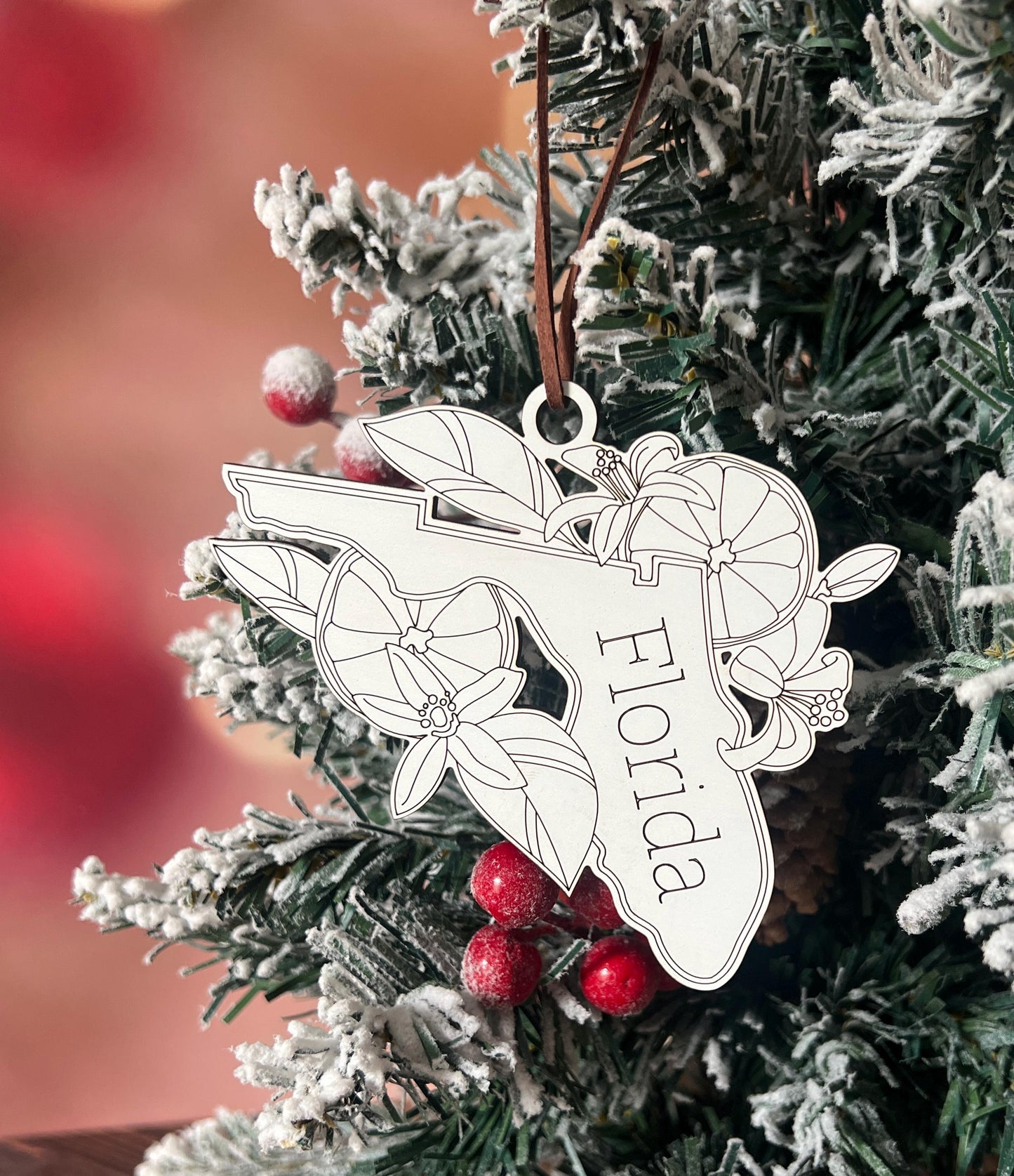 USA State Flower Christmas Ornament, New Home, New State, Housewarming Gift, Home State