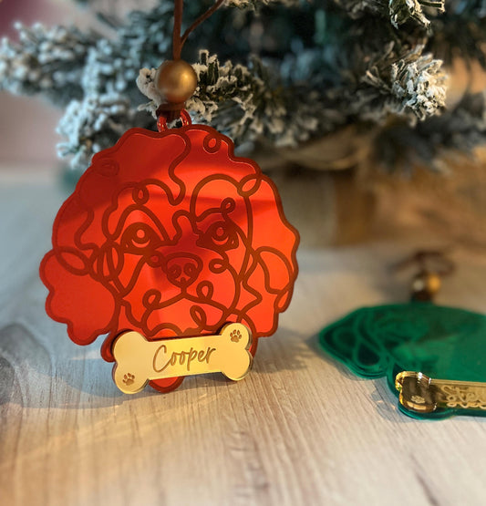 Personalized Dog Christmas Ornament, Custom Pet Ornament, Line Dog Art, Dog Mom Present, Dog Breed Gift, New Puppy Owner, Dog Mama