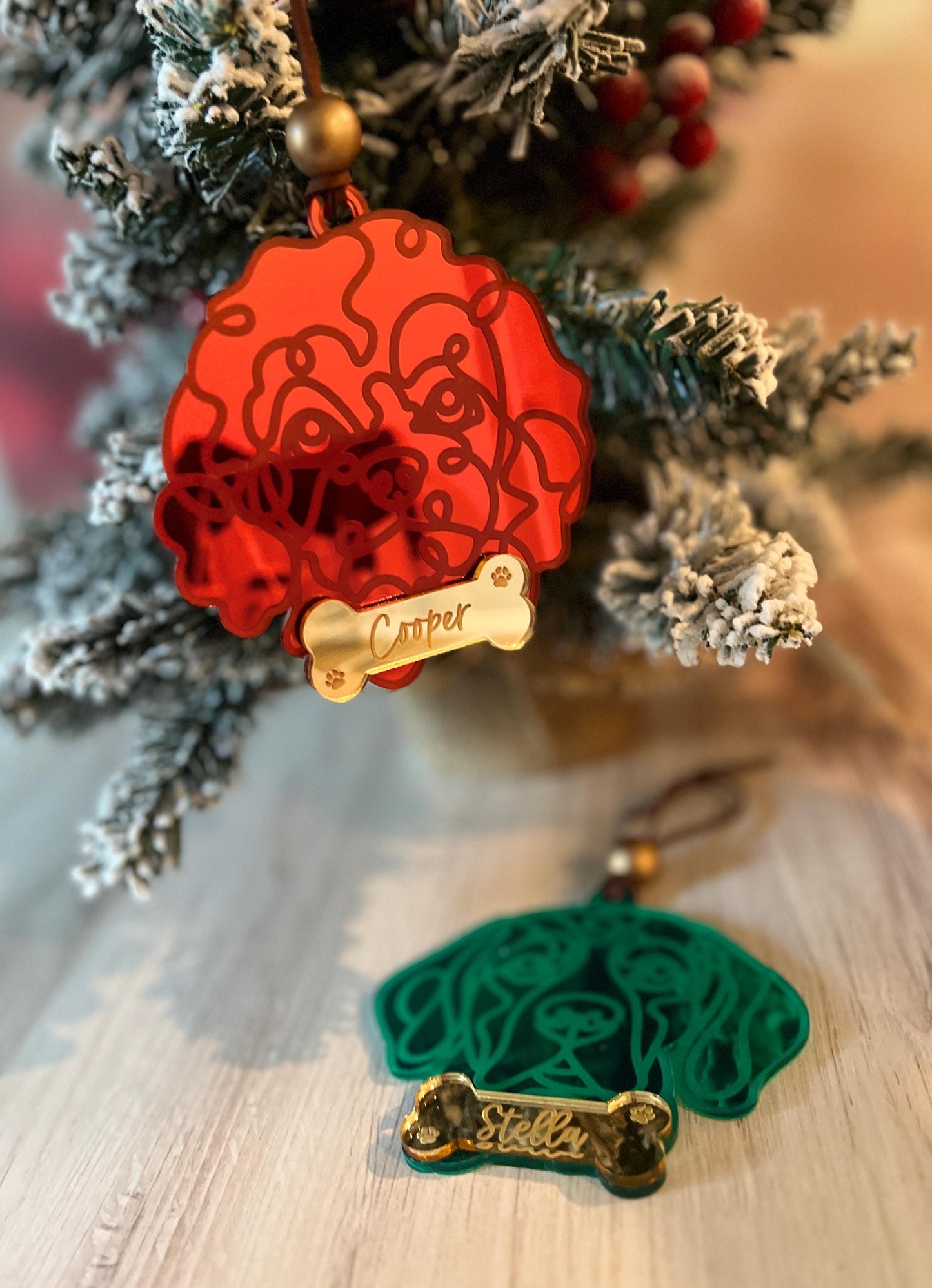 Personalized Dog Christmas Ornament, Custom Pet Ornament, Line Dog Art, Dog Mom Present, Dog Breed Gift, New Puppy Owner, Dog Mama
