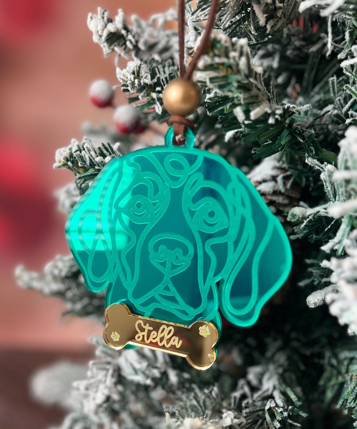 Personalized Dog Christmas Ornament, Custom Pet Ornament, Line Dog Art, Dog Mom Present, Dog Breed Gift, New Puppy Owner, Dog Mama