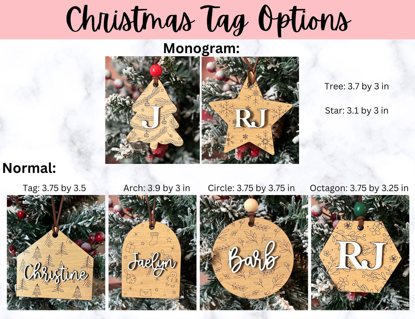 Personalized Christmas Stocking Name Tags, Custom Gift Name Tag, Christmas Stocking Stuffer, Monogram Family Name gift