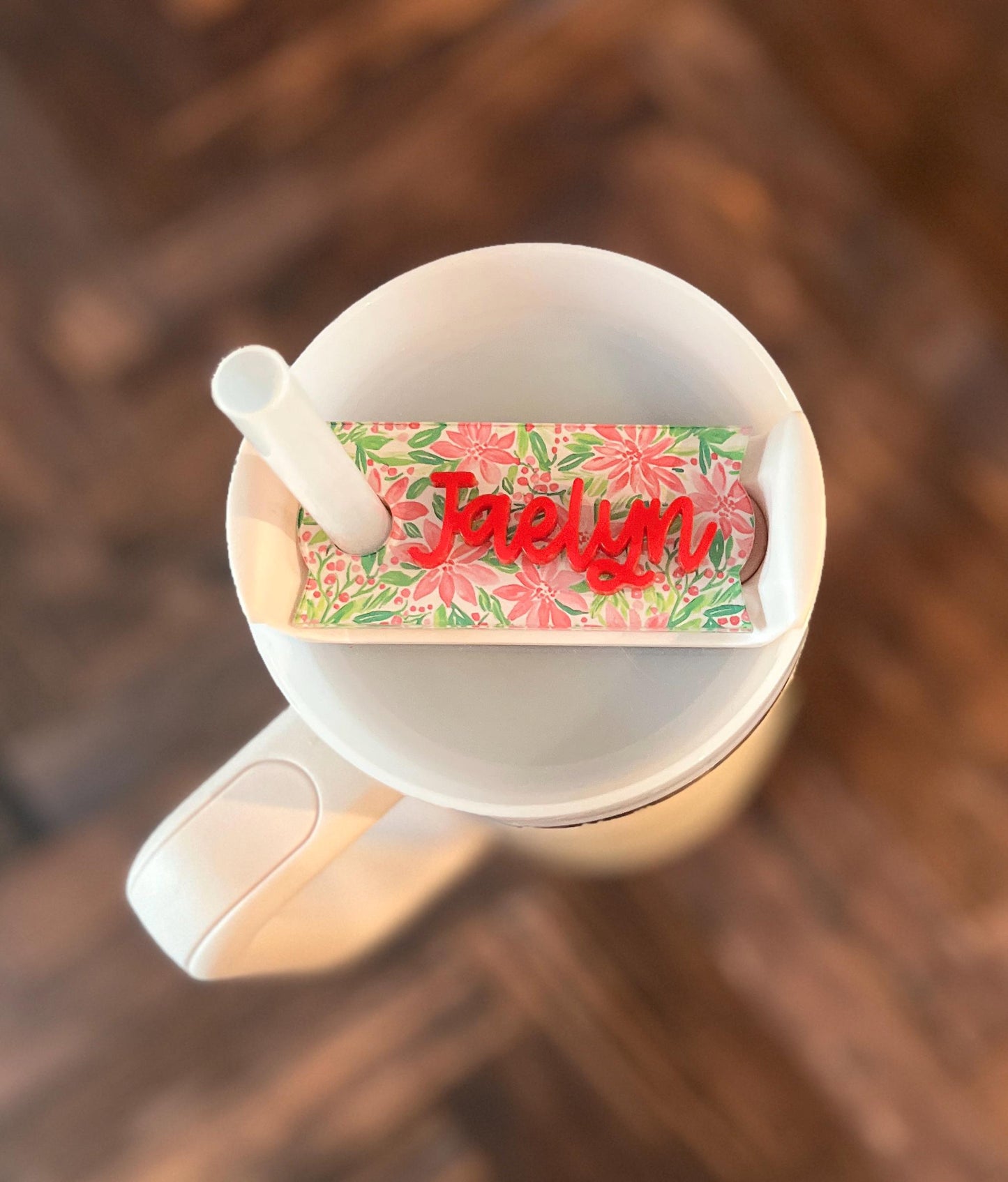 Personalized Christmas Tumbler Name Topper 20oz 30oz 40oz, Custom Plate Tag, Stocking Stuffer Present, Gift for Her, Coworker Gift