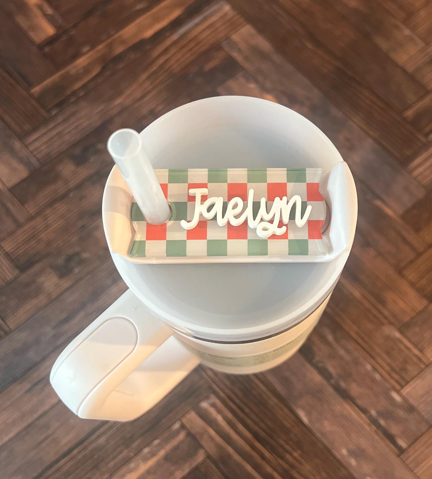 Personalized Christmas Tumbler Name Topper 20oz 30oz 40oz, Custom Plate Tag, Stocking Stuffer Present, Gift for Her, Coworker Gift