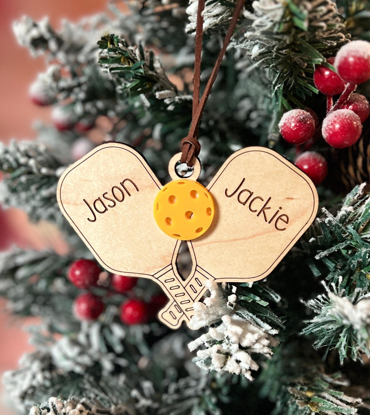 Personalized Pickleball Lover Ornament, Pickleball Buddy Gift, Pickleball Team Player, Sports Christmas Present, Paddle Stocking Stuffer