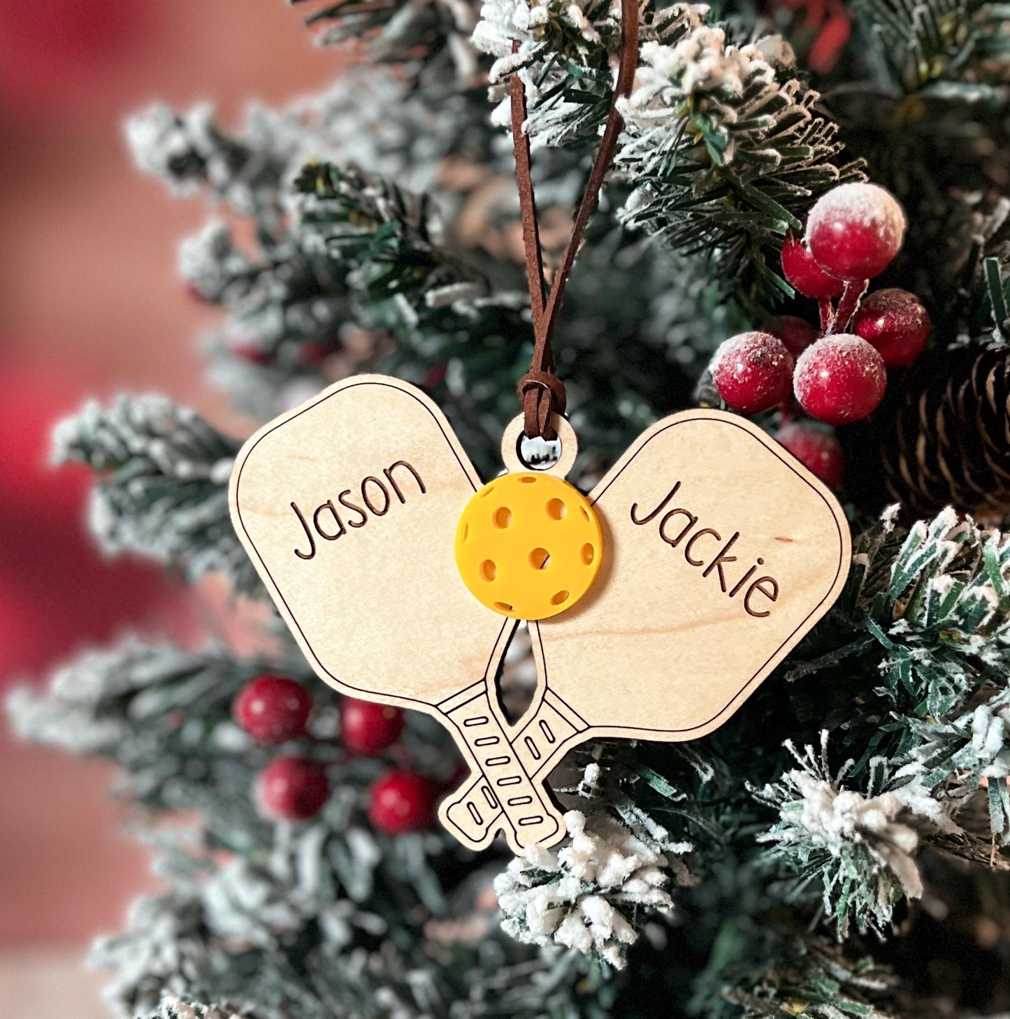 Personalized Pickleball Lover Ornament, Pickleball Buddy Gift, Pickleball Team Player, Sports Christmas Present, Paddle Stocking Stuffer