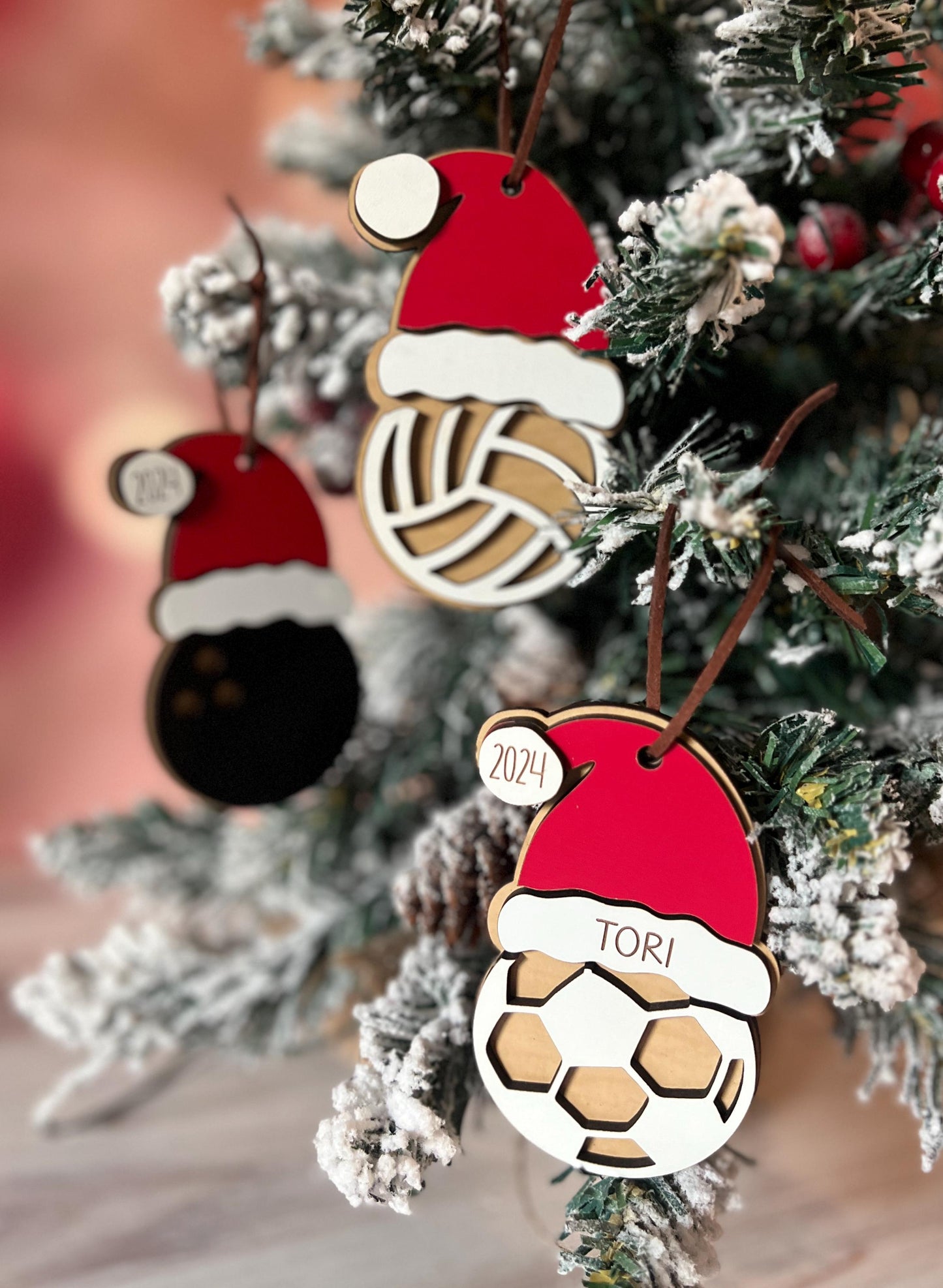 Personalized Sports Christmas Ornament, Volleyball Soccer Hockey Basketball Baseball Bowling Golf, Custom Sports Ornament Present