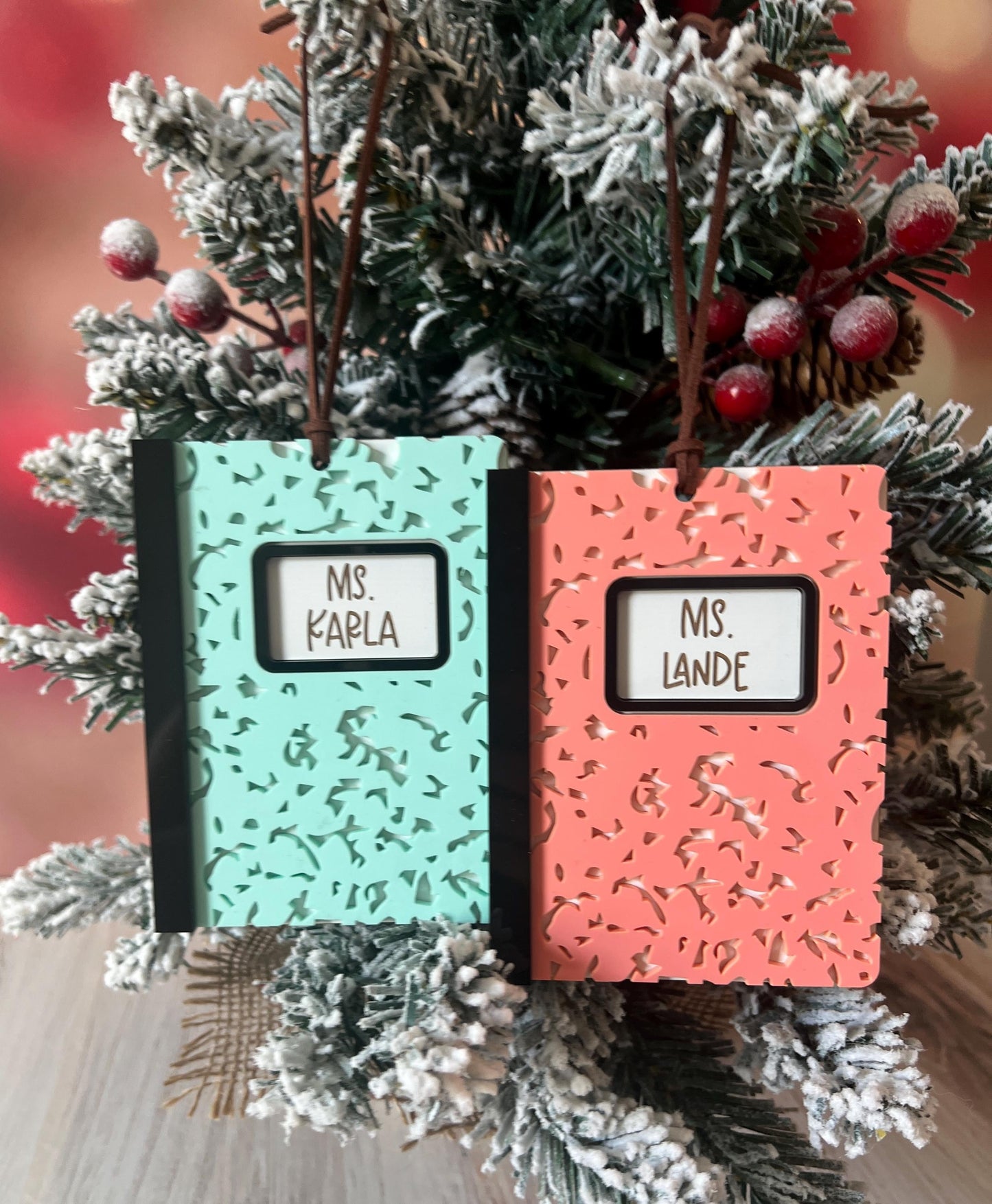 Personalized Teacher Composition Notebook Christmas Ornament, Custom Teacher Magnet, Gift for Teacher, Appreciation Thank you Present