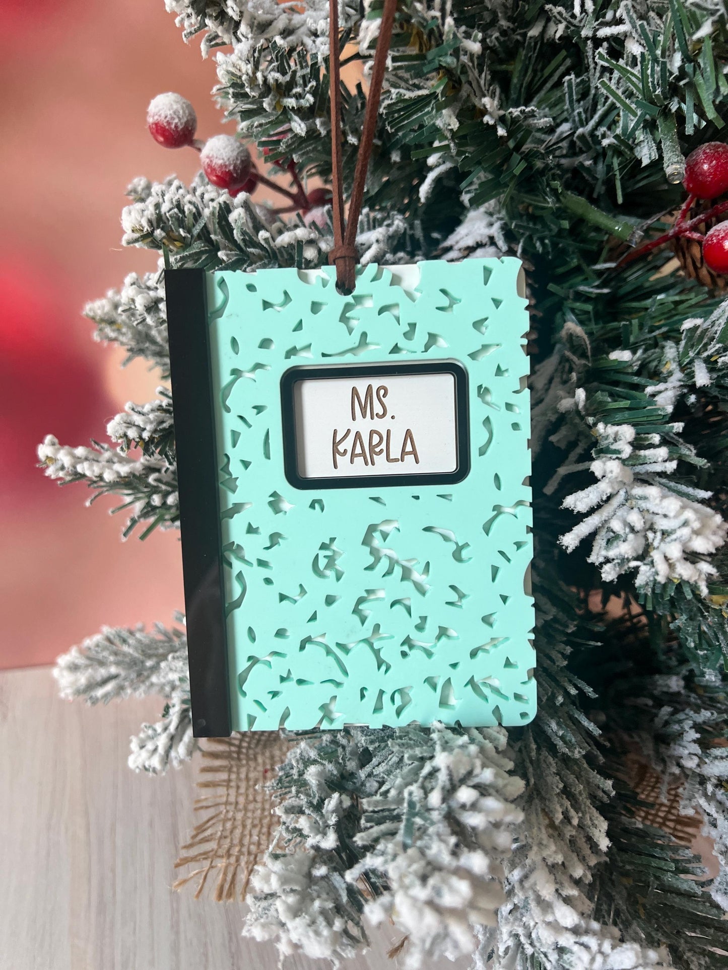 Personalized Teacher Composition Notebook Christmas Ornament, Custom Teacher Magnet, Gift for Teacher, Appreciation Thank you Present