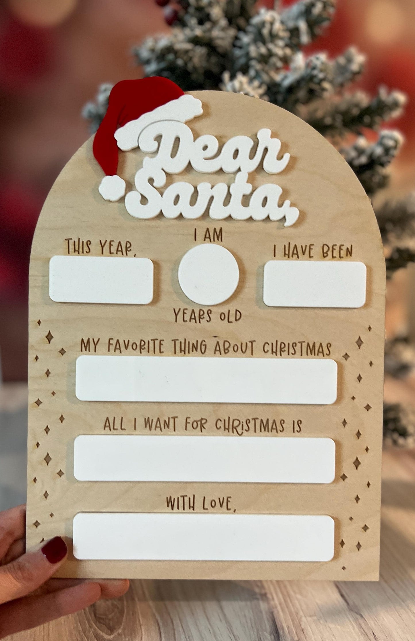 Dear Santa Dry Erase Board Sign, Reuseable Christmas Whiteboard Wish List, Kid’s Christmas List Keepsake, Kids Christmas Letter