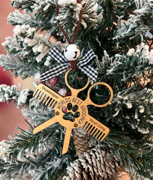 Personalized Dog Groomer Christmas Ornament, Custom Present, Pet Groomer, Grooming Appreciation Gift, Cat Groomer Present