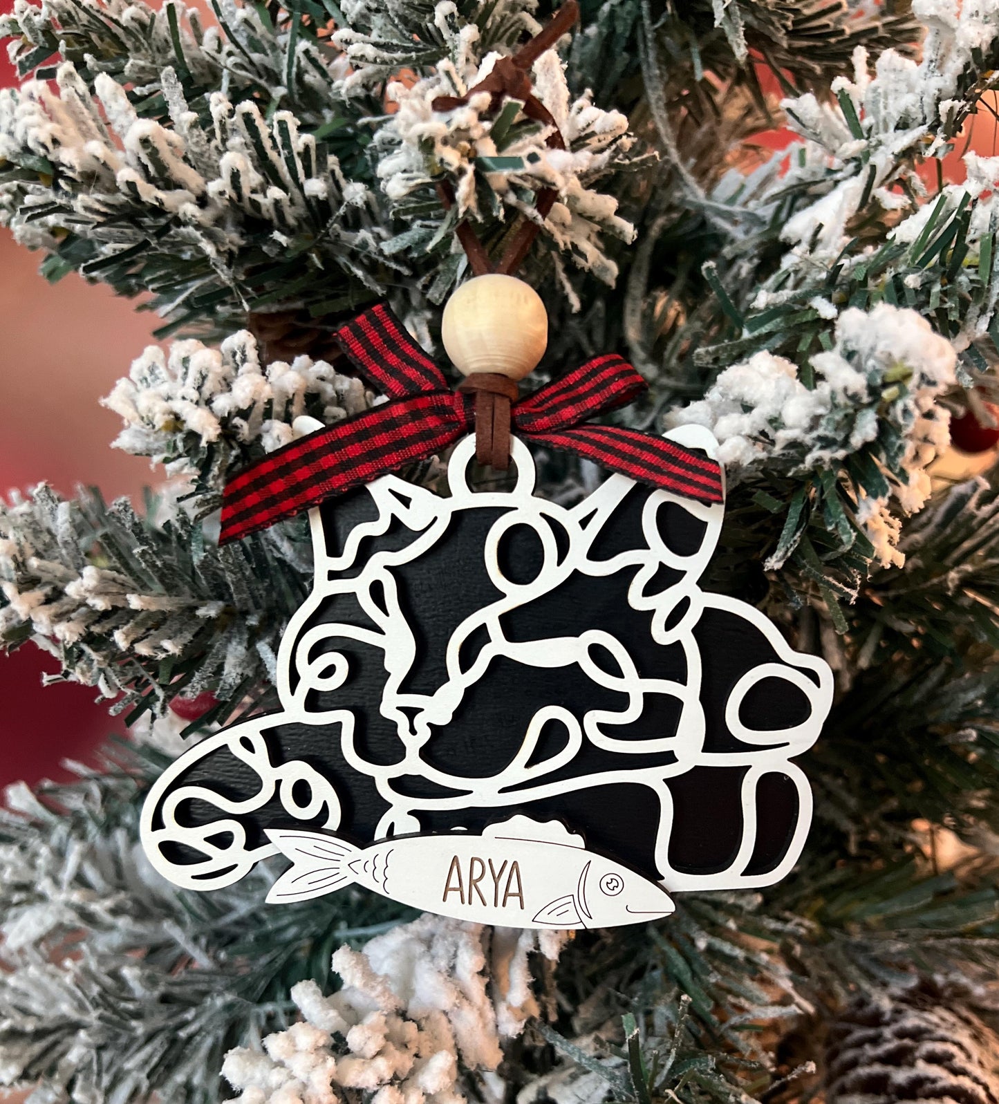 Custom Cat Christmas Ornament, Personalized Pet Ornament, Line Cat Art, Cat Mom Present, Cat Mama Gift, New Kitty Owner, Cat Lover Gift