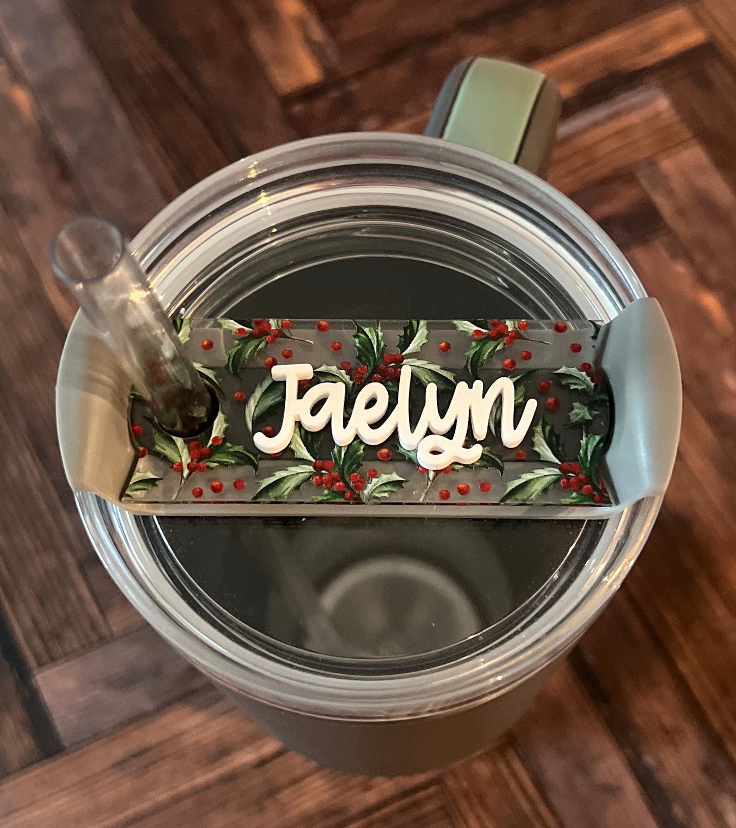 Personalized Christmas Tumbler Name Topper 20oz 30oz 40oz, Custom Plate Tag, Stocking Stuffer Present, Gift for Her, Coworker Gift