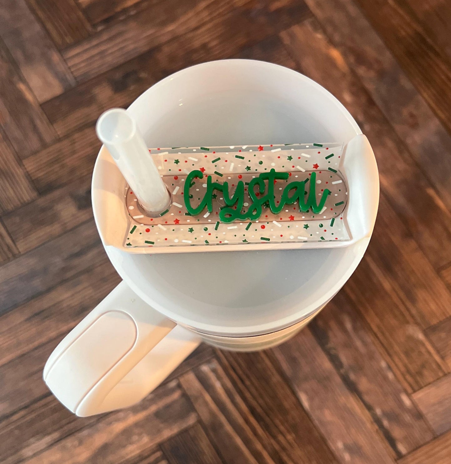Personalized Christmas Tumbler Name Topper 20oz 30oz 40oz, Custom Plate Tag, Stocking Stuffer Present, Gift for Her, Coworker Gift