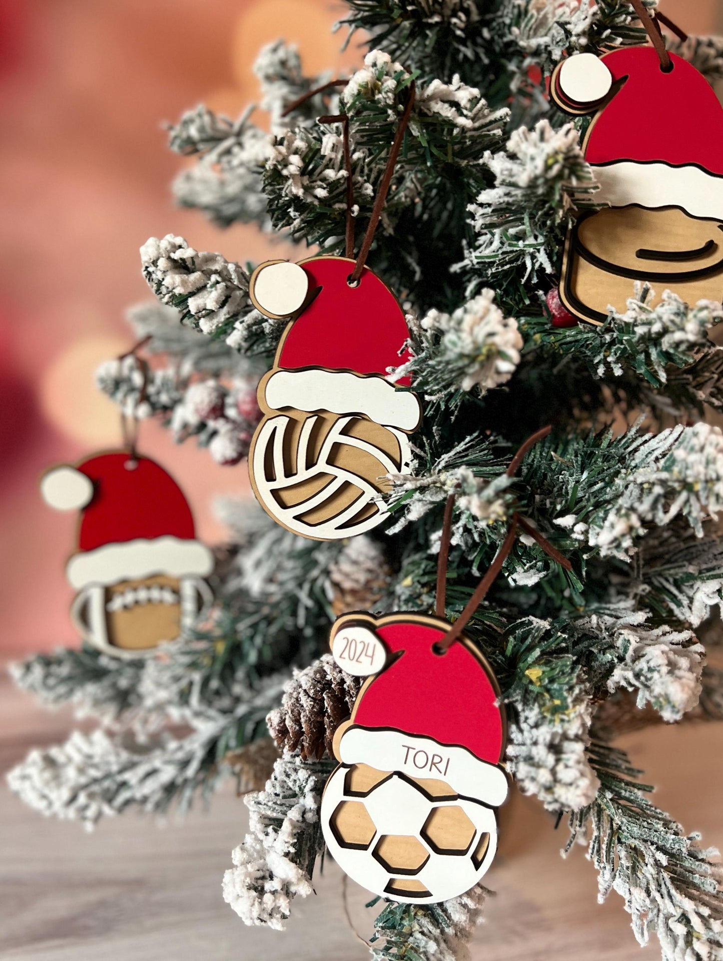 Personalized Sports Christmas Ornament, Volleyball Soccer Hockey Basketball Baseball Bowling Golf, Custom Sports Ornament Present