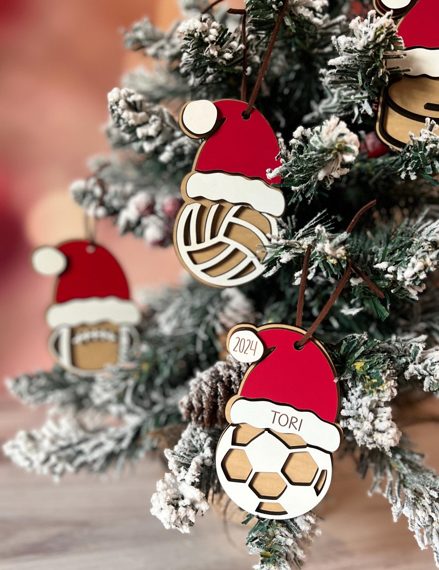 Personalized Sports Christmas Ornament, Volleyball Soccer Hockey Basketball Baseball Bowling Golf, Custom Sports Ornament Present