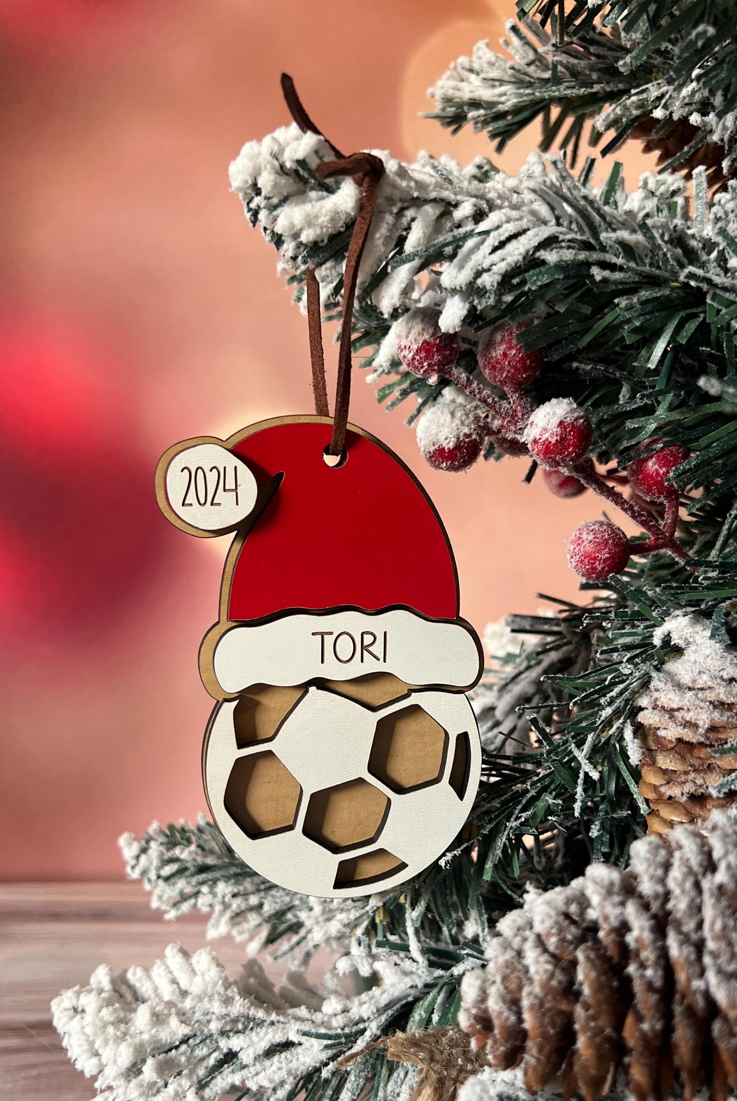 Personalized Sports Christmas Ornament, Volleyball Soccer Hockey Basketball Baseball Bowling Golf, Custom Sports Ornament Present