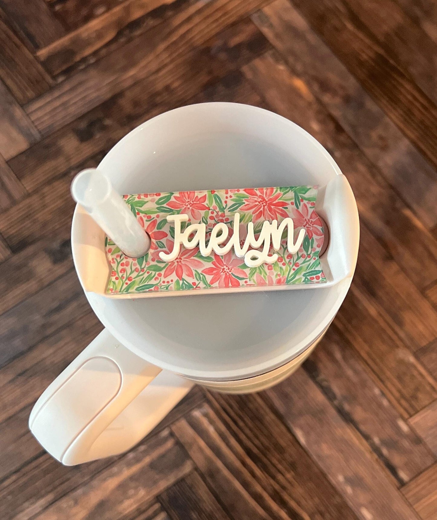Personalized Christmas Tumbler Name Topper 20oz 30oz 40oz, Custom Plate Tag, Stocking Stuffer Present, Gift for Her, Coworker Gift