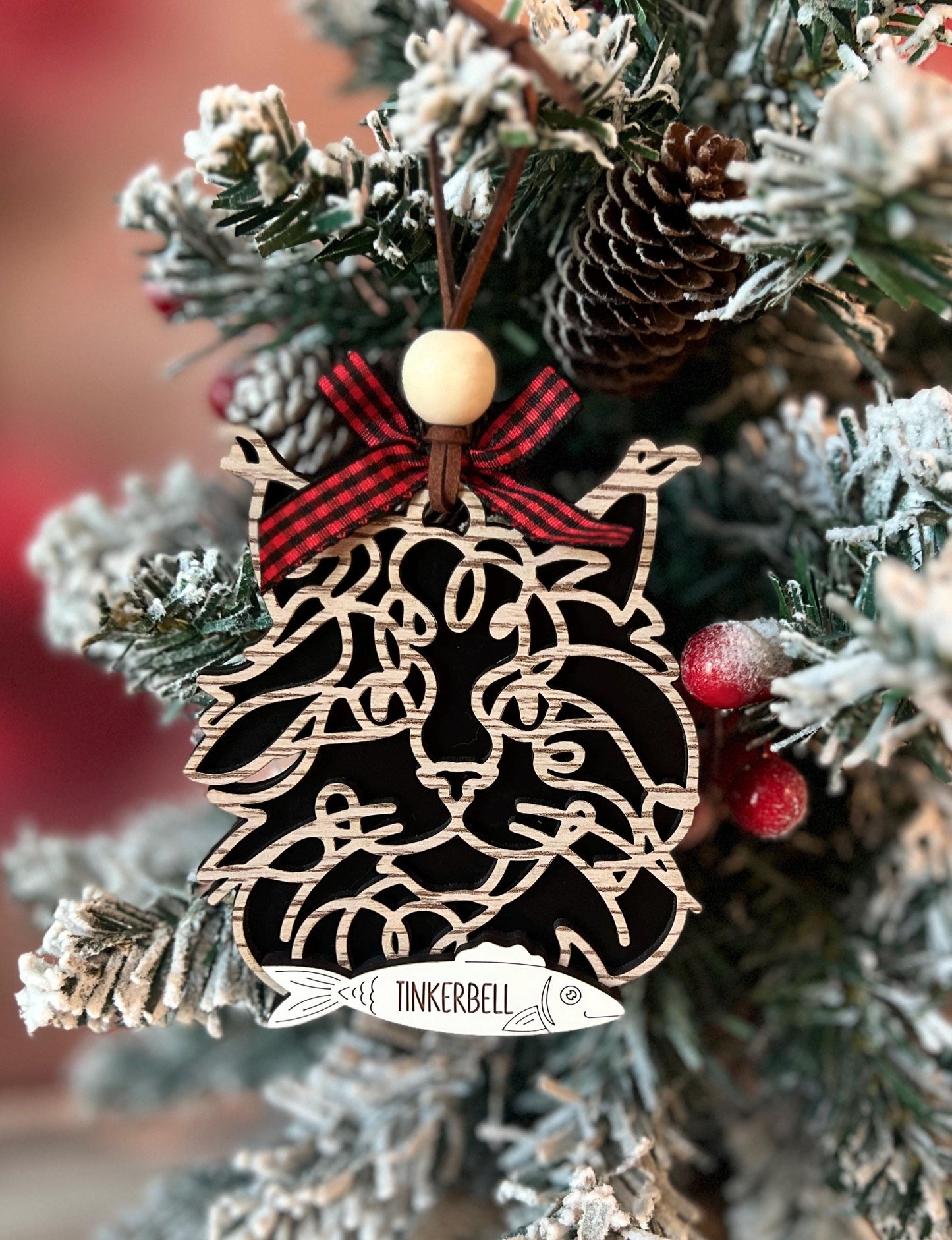 Custom Cat Christmas Ornament, Personalized Pet Ornament, Line Cat Art, Cat Mom Present, Cat Mama Gift, New Kitty Owner, Cat Lover Gift