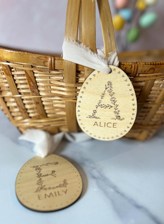 Personalized Easter Basket Name Tag, Easter Basket Stuffer for kids, Custom Gift for Grandkids Grandchildren, Floral Easter Gift Tag