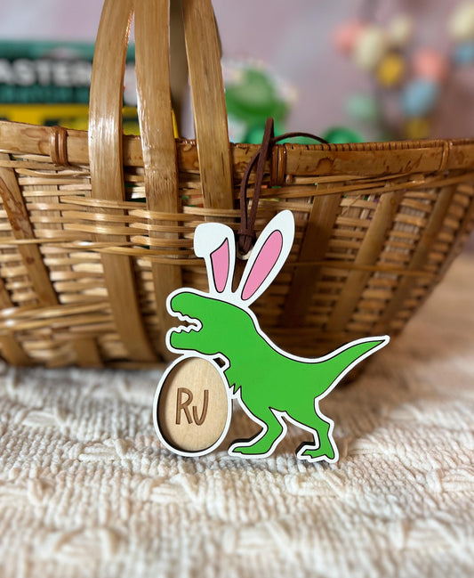 Personalized Dinosaur Easter Basket Name Tag, Custom Gift for Kids, Toddler Gift, Gift for Grandkids, Gift for Boy, Easter Basket stuffer