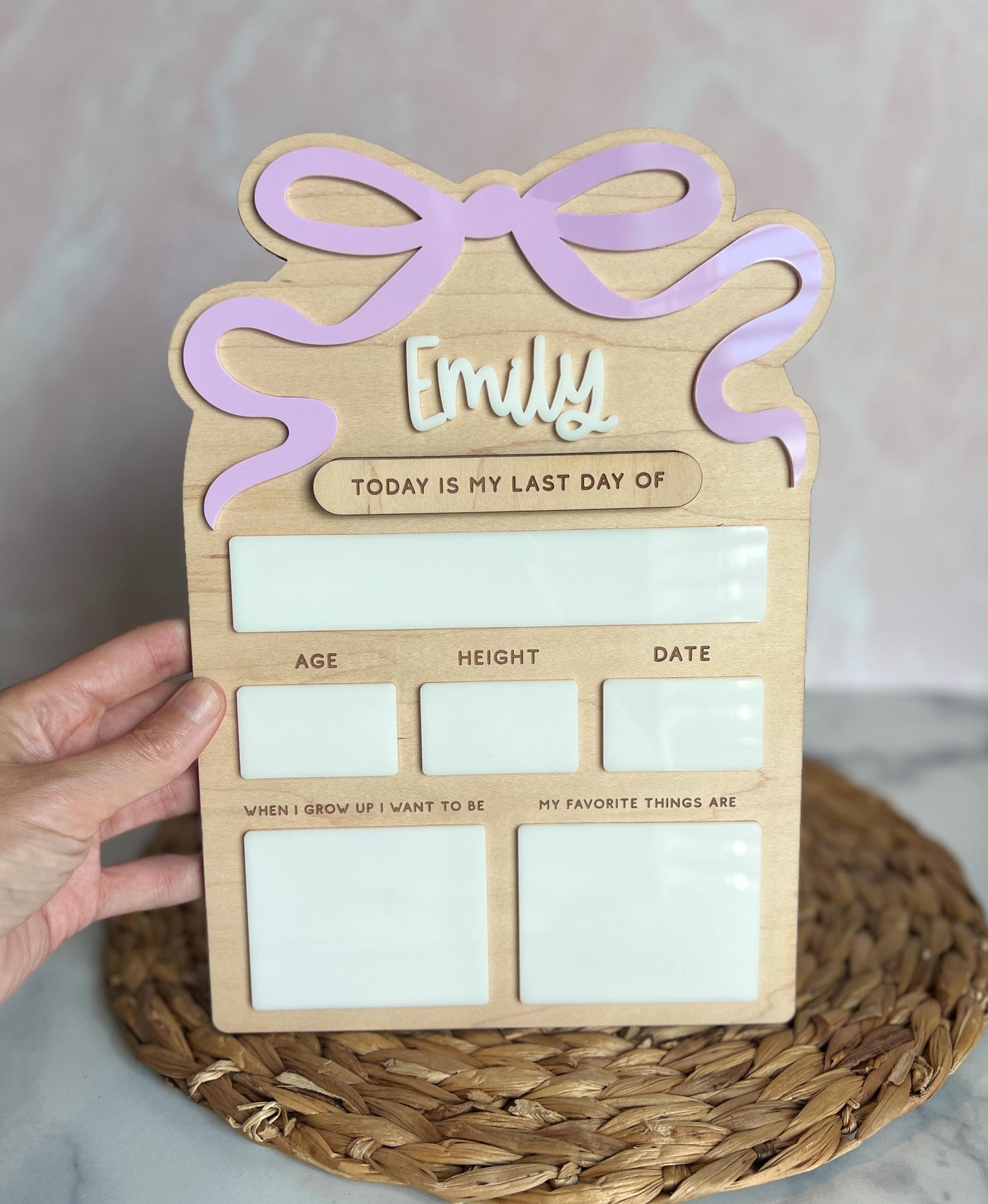 Custom First Day of School Sign, Personalized Back to School Sign, Coquette Bow, Interchangeable First Day Last Day Sign, Photo Prop