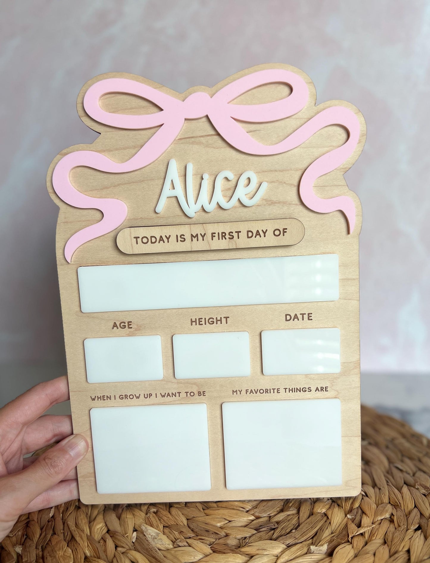 Custom First Day of School Sign, Personalized Back to School Sign, Coquette Bow, Interchangeable First Day Last Day Sign, Photo Prop