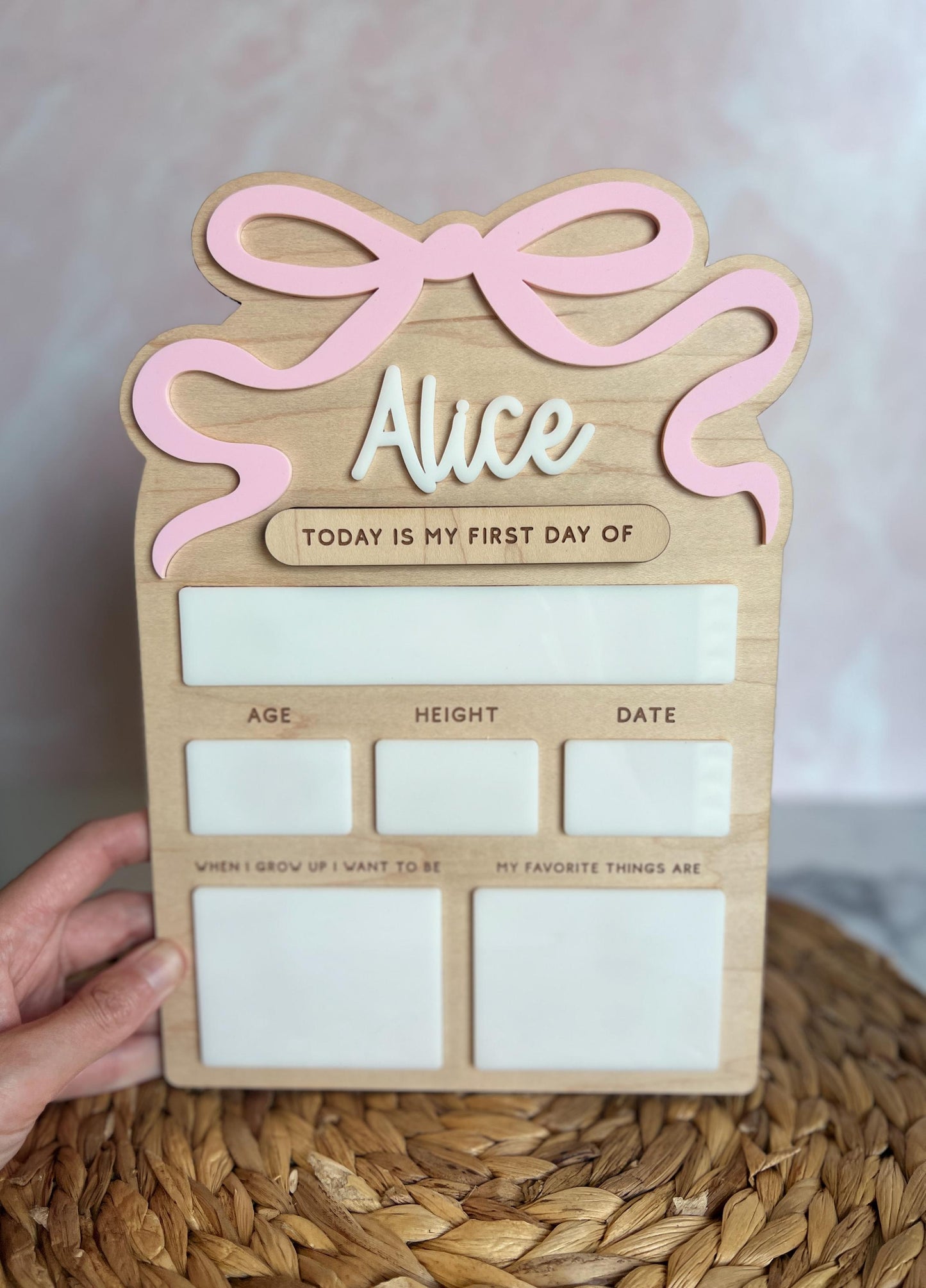 Custom First Day of School Sign, Personalized Back to School Sign, Coquette Bow, Interchangeable First Day Last Day Sign, Photo Prop