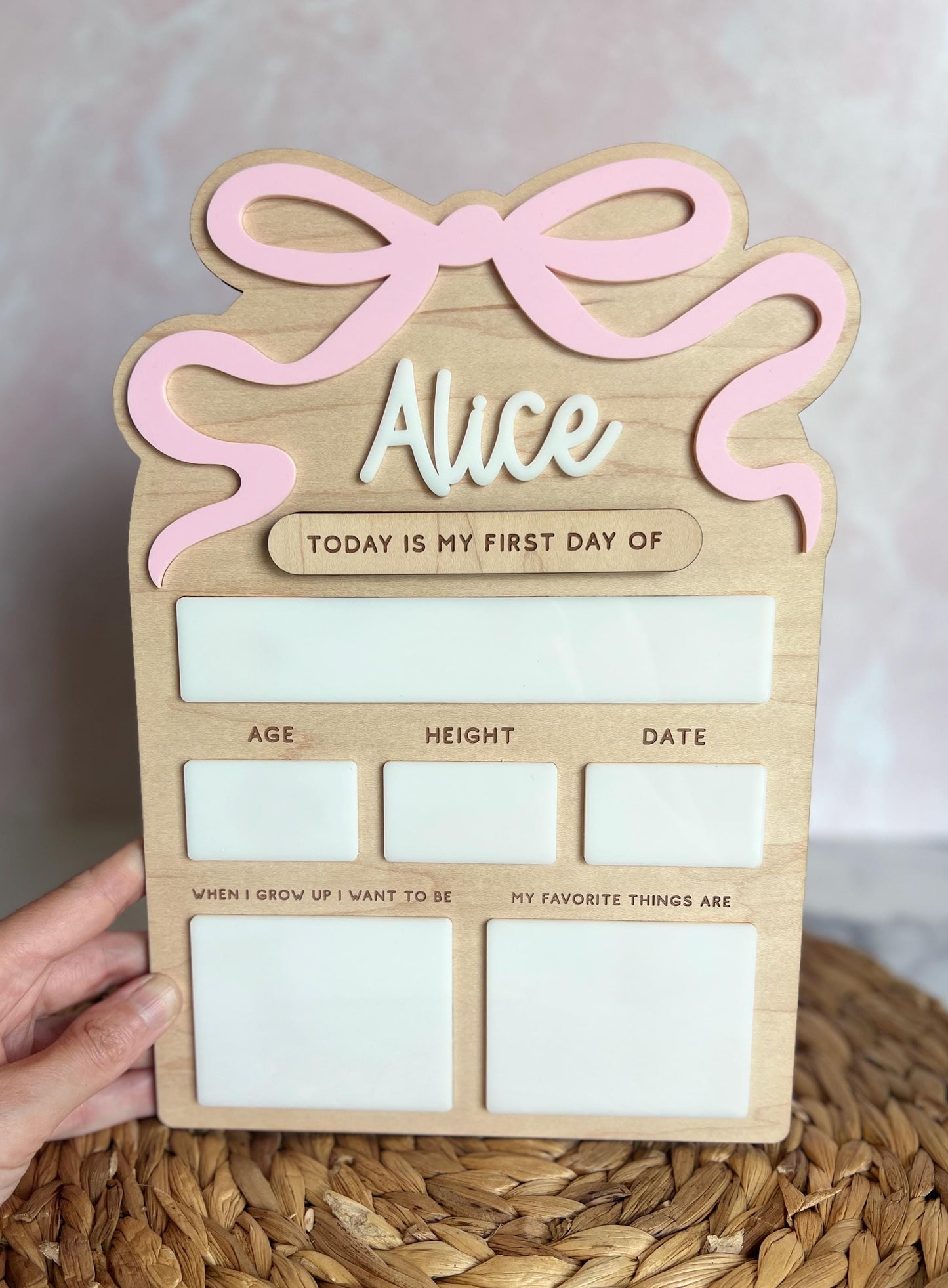 Custom First Day of School Sign, Personalized Back to School Sign, Coquette Bow, Interchangeable First Day Last Day Sign, Photo Prop