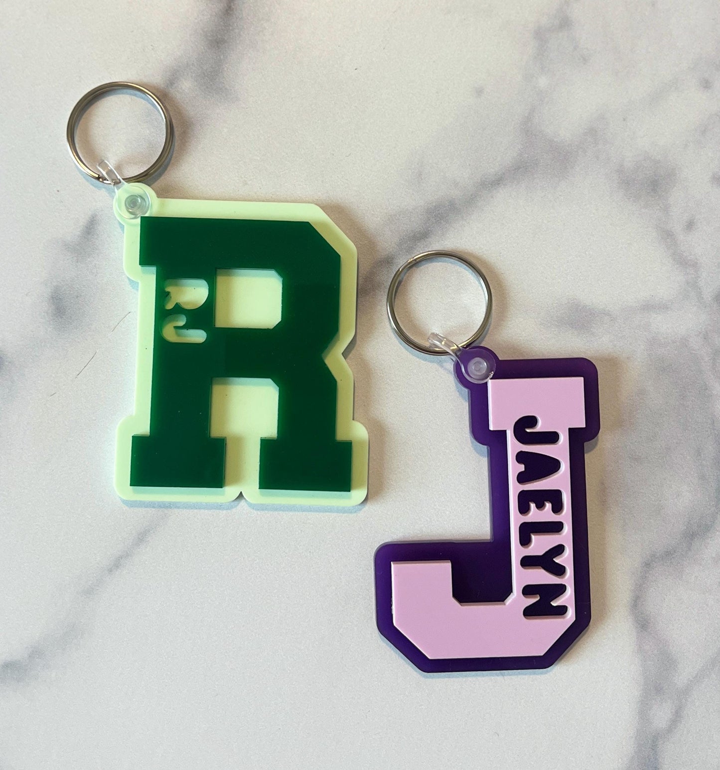 Personalized Varsity Letter Bag Tag, Initial Keychain, Custom Name Luggage Tag, Bogg Bag, Backpack Tag for kids, Sports Bag Tag