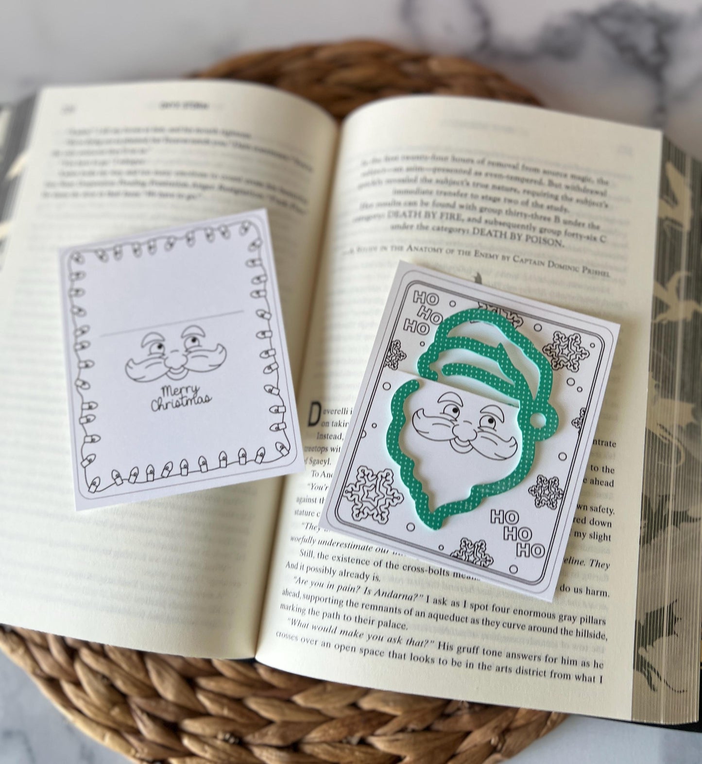 Santa and Snowman Bookmark, Christmas Stocking Stuffer, Gift for Reader, Winter, Bookish, Holiday Present, Teacher Gift