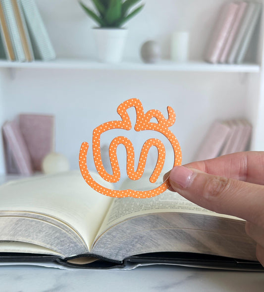 Pumpkin Bookmark, Book Lover Gift, Gift for Reader, Book Club Present, Acrylic Bookmark, Paper Clip, Halloween Fall Spooky Season Gift