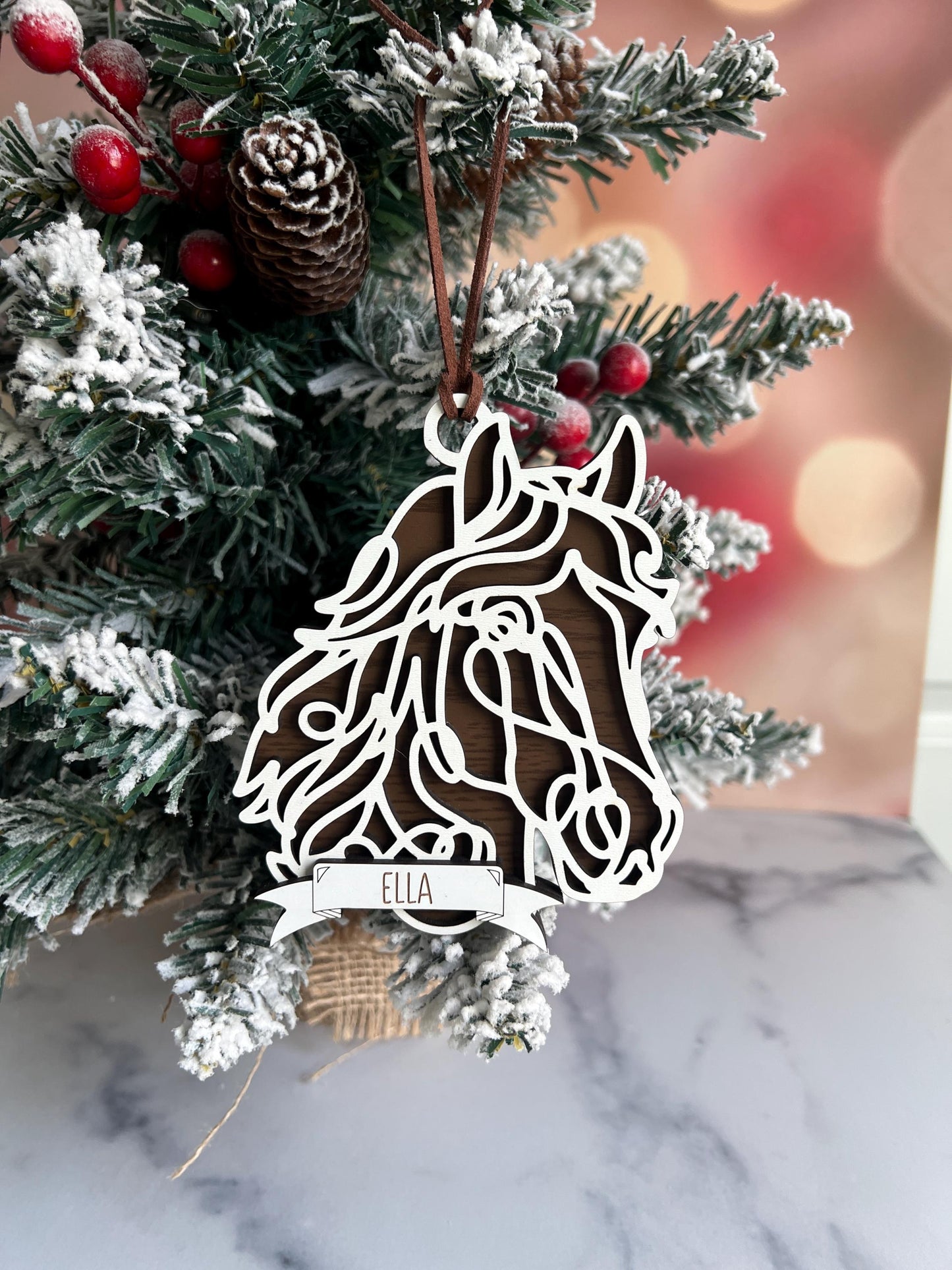 Personalized Horse Christmas Ornament, Custom Equestrian Xmas gift, Horseback Rider present, Holiday Gift for horse lover
