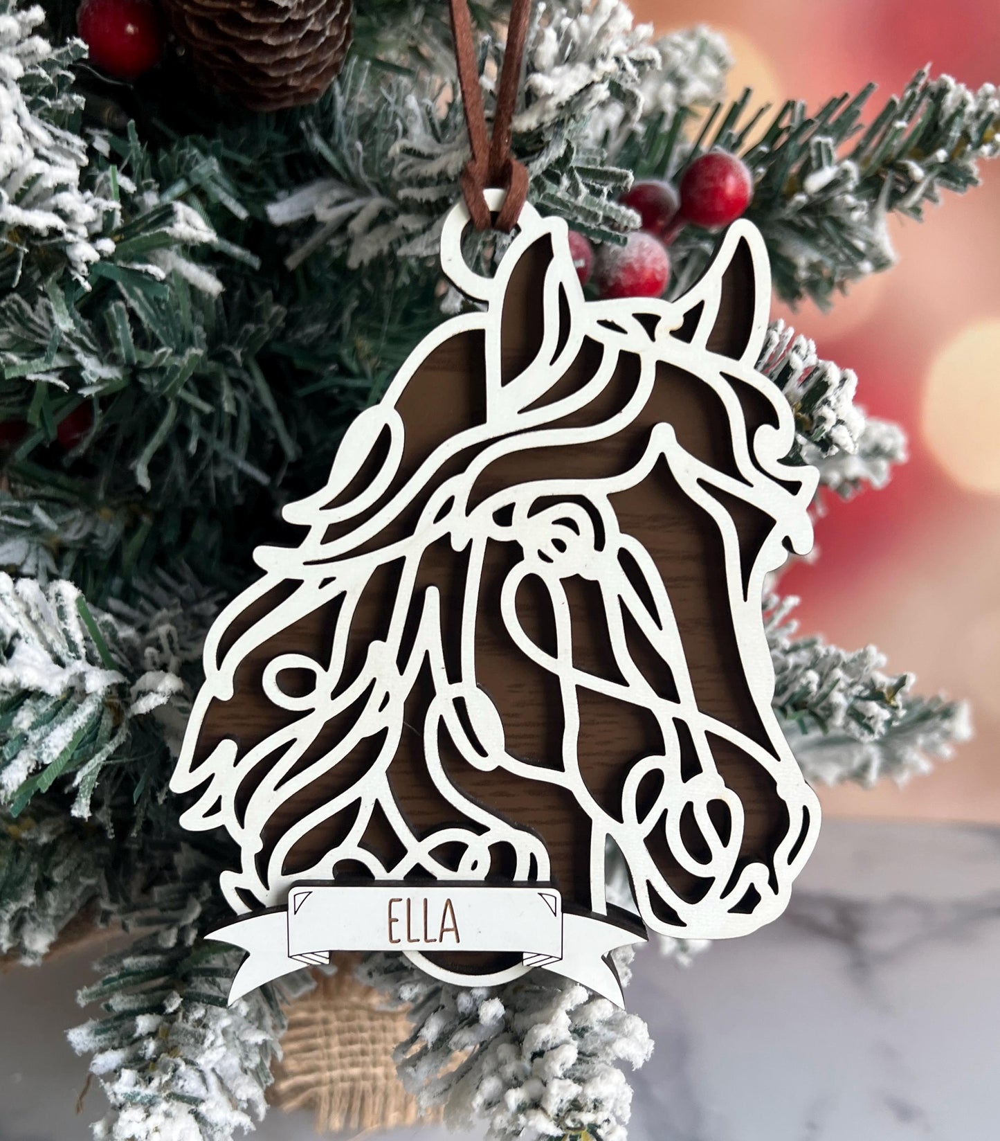 Personalized Horse Christmas Ornament, Custom Equestrian Xmas gift, Horseback Rider present, Holiday Gift for horse lover