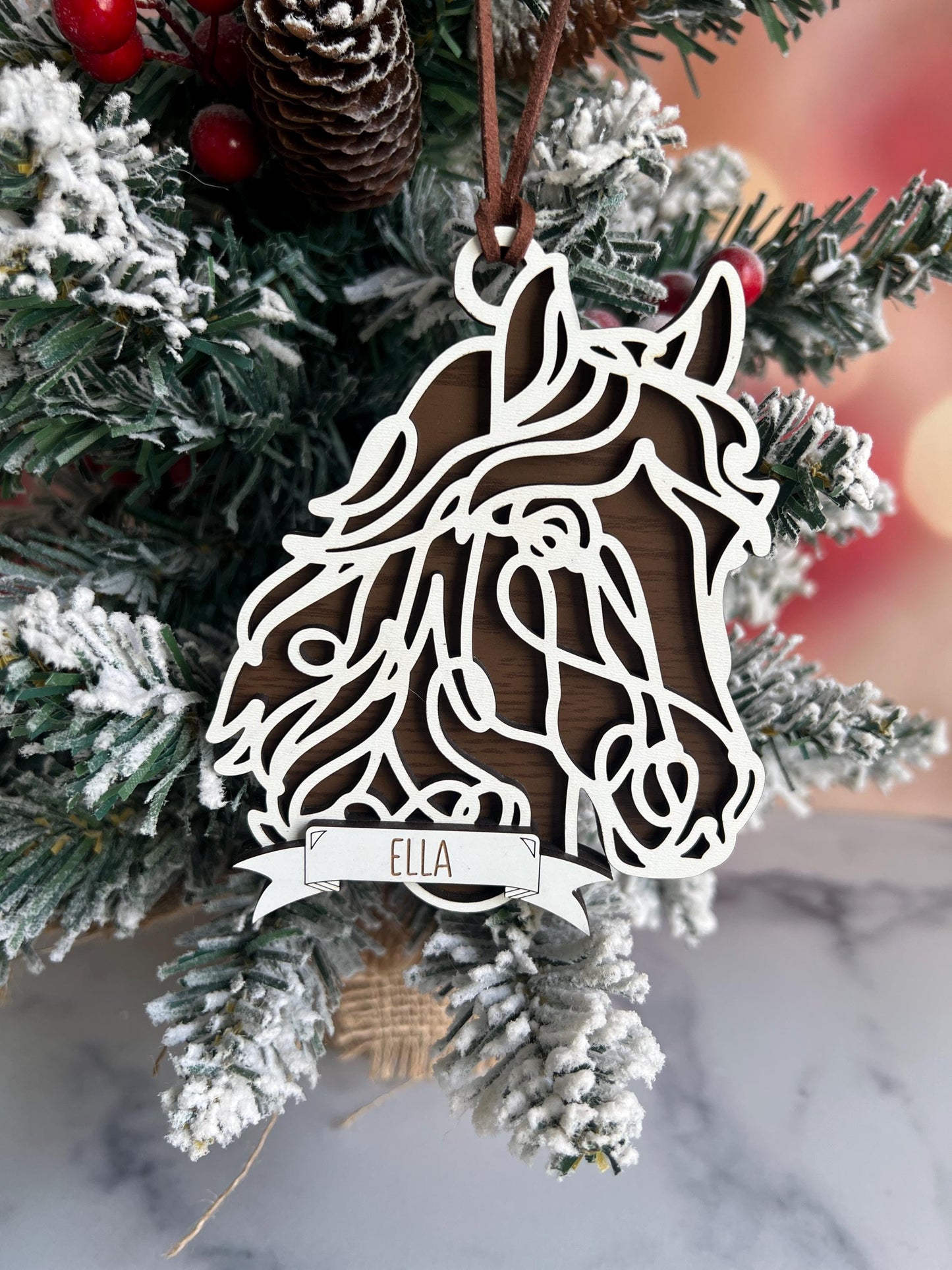 Personalized Horse Christmas Ornament, Custom Equestrian Xmas gift, Horseback Rider present, Holiday Gift for horse lover