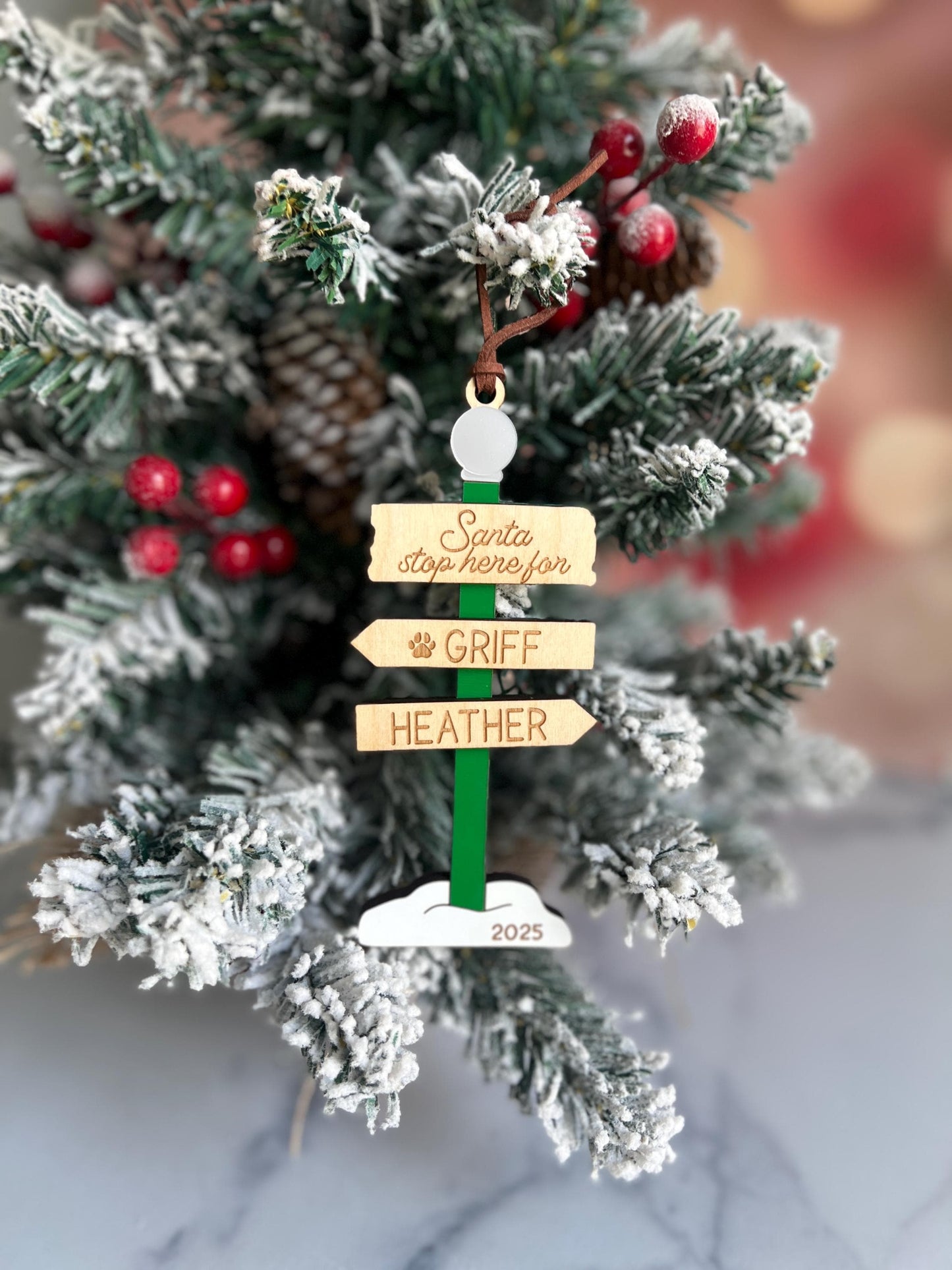 Personalized North Pole Family Ornament, Custom Grandparent Gift, Christmas Name Sign, Family Keepsake, Holiday Gift