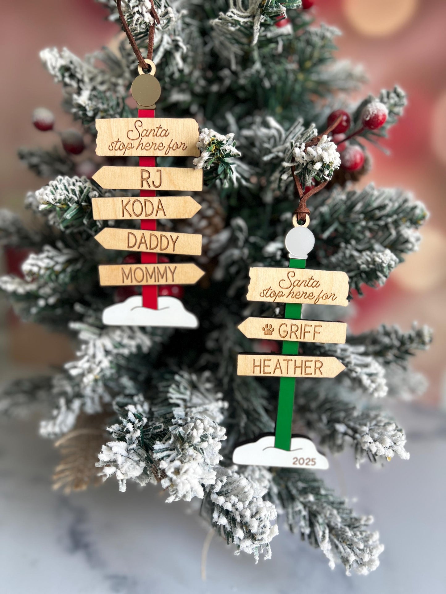Personalized North Pole Family Ornament, Custom Grandparent Gift, Christmas Name Sign, Family Keepsake, Holiday Gift