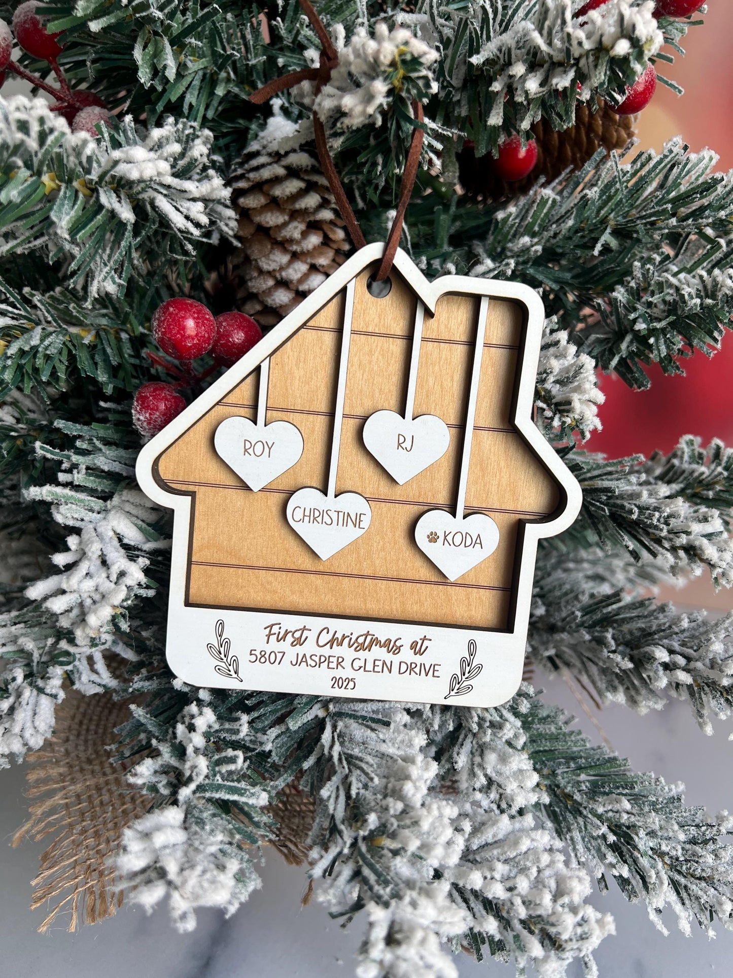 Personalized First Home Christmas Ornament, Family Names, New House Gift, Housewarming, Custom Present for Xmas, Family Keepsake