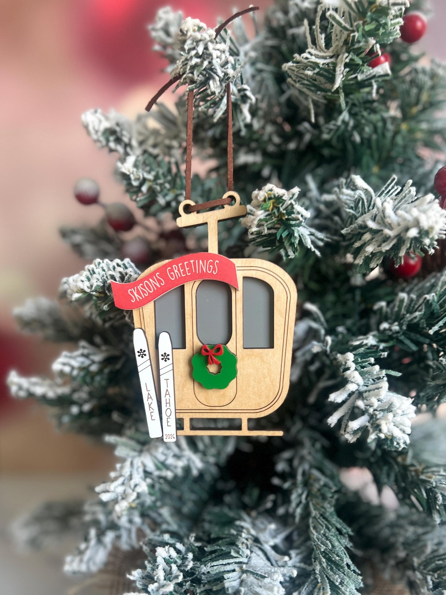 Personalized Ski Gondola Christmas Ornament, Apres Ski, Family Trip Memory, Vacation Keepsake, Custom Holiday Present, Skier Skiing Team