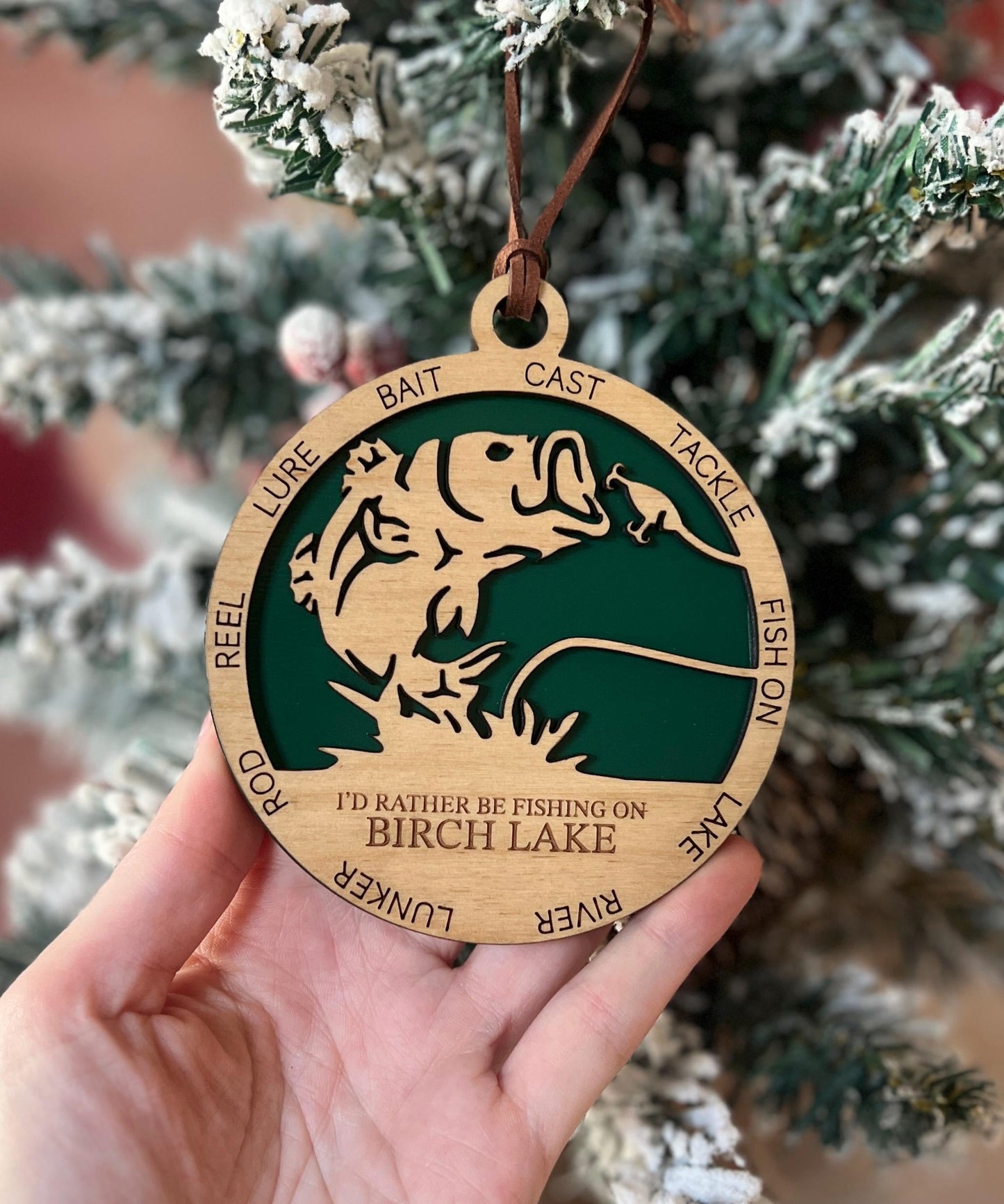 Personalized Largemouth Bass Fishing Christmas Ornament, Custom Gift, Fisherman Holiday Present, Gifts for Dad