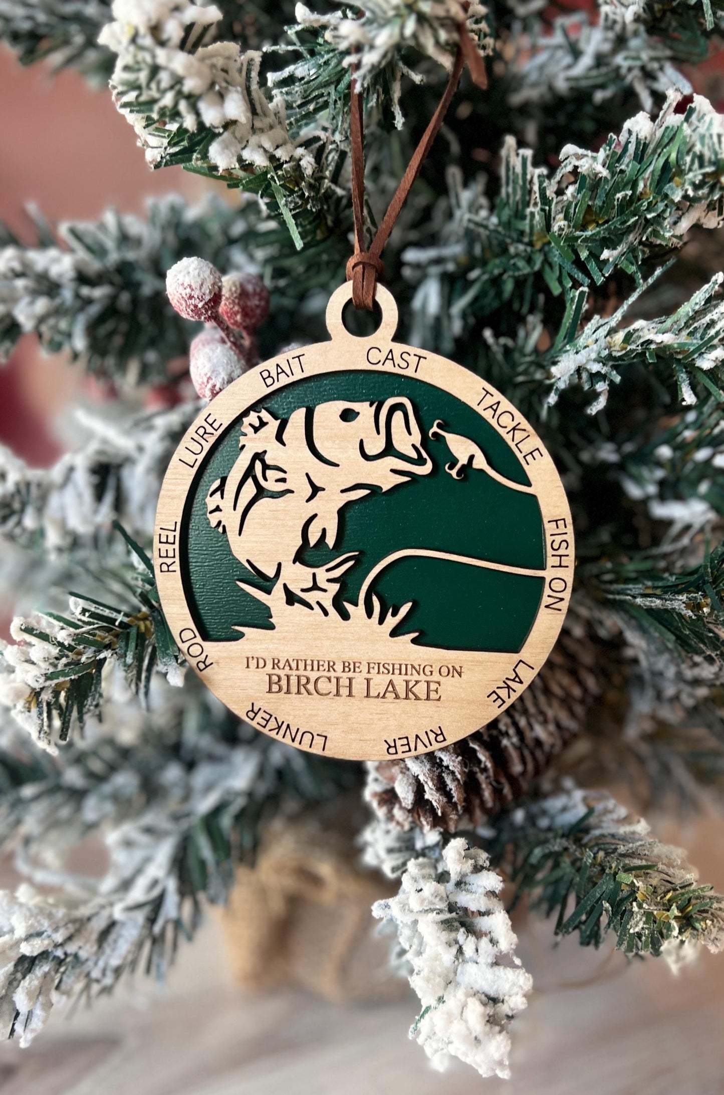 Personalized Largemouth Bass Fishing Christmas Ornament, Custom Gift, Fisherman Holiday Present, Gifts for Dad