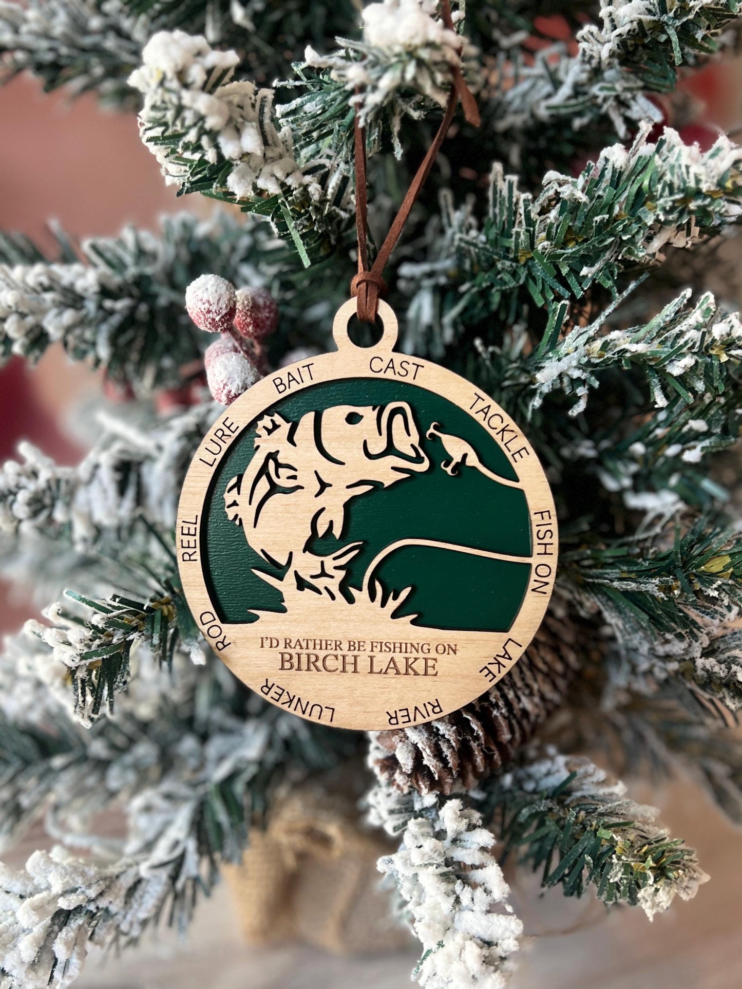 Personalized Largemouth Bass Fishing Christmas Ornament, Custom Gift, Fisherman Holiday Present, Gifts for Dad